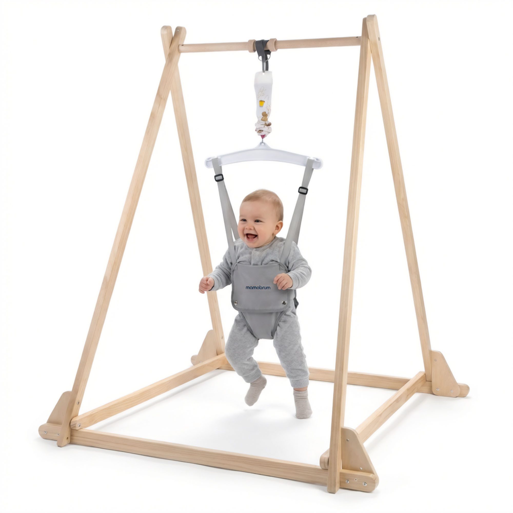Mamabrum Babyschaukel Mamabrum Baby Jumper Holz mit Gestell höhenverstellbar