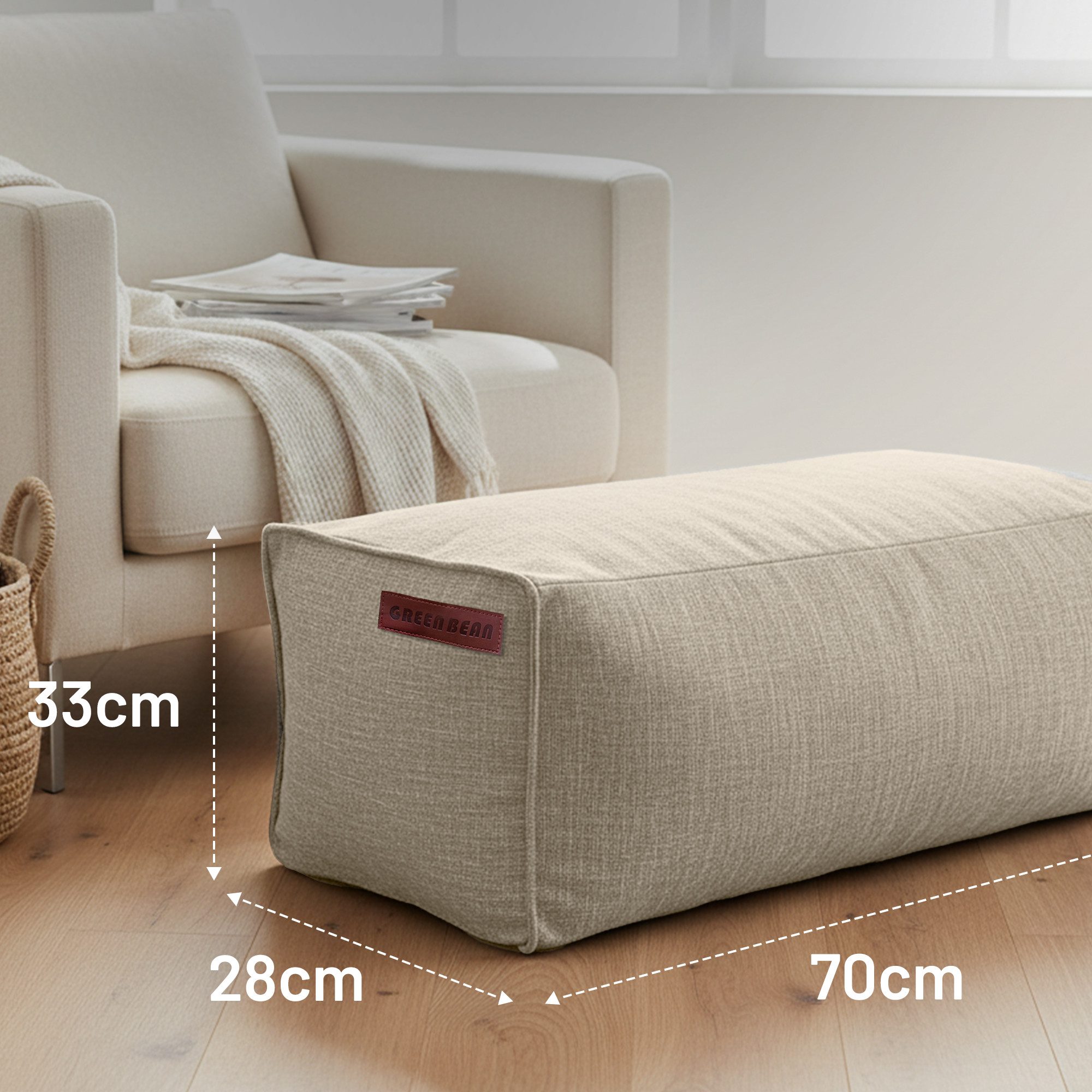 Green Bean Pouf Ottomane Linen (Indoor Sitzhocker Sitzkissen Fußhocker Relax-Sessel, Made in Germany), die ideale Ergänzung zum Sitzsack – Bild 3 von 5