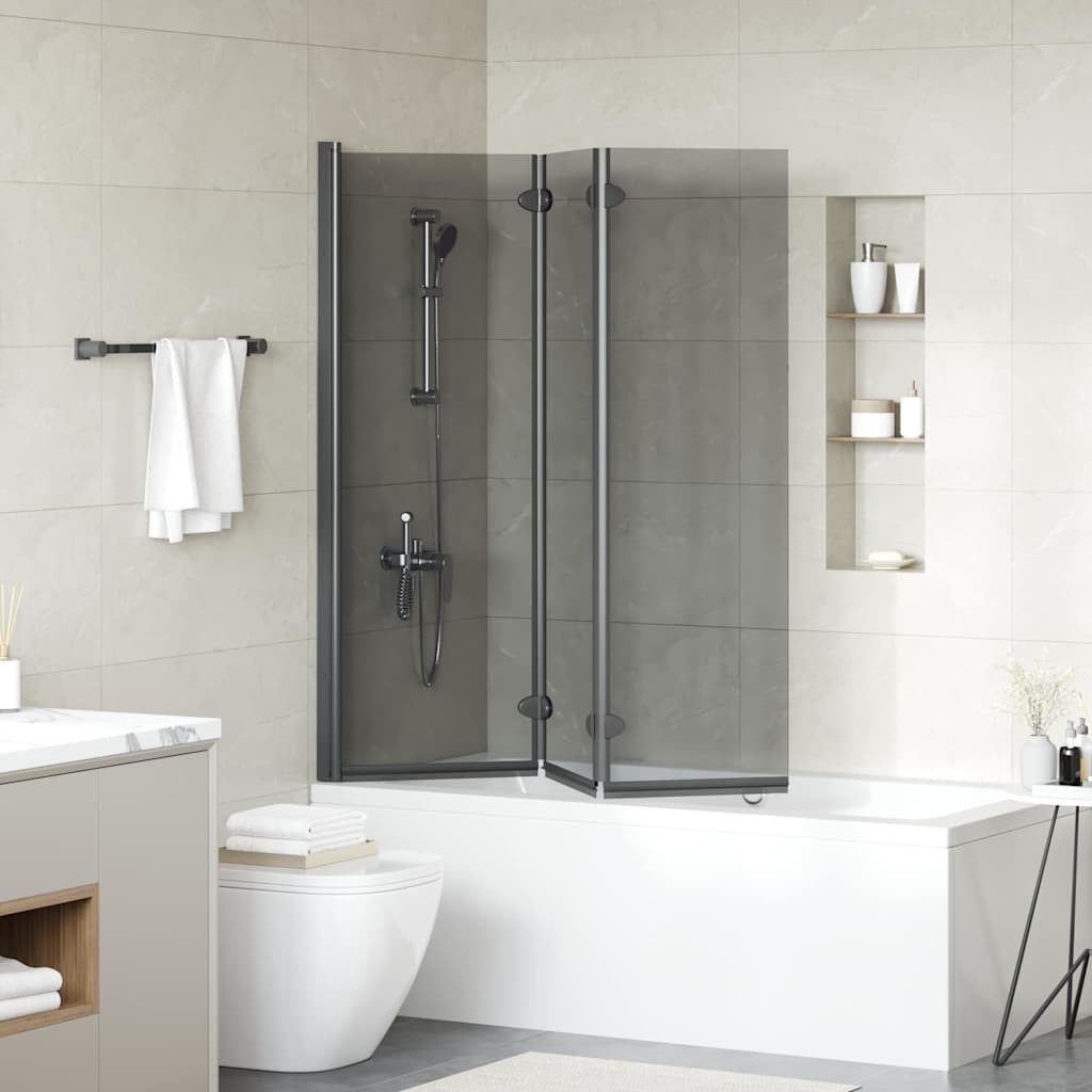 vidaXL Duschwand Bad-Duschschirm Schwarz 130 x 138 cm Gehärtetes Glas, (1 tlg)