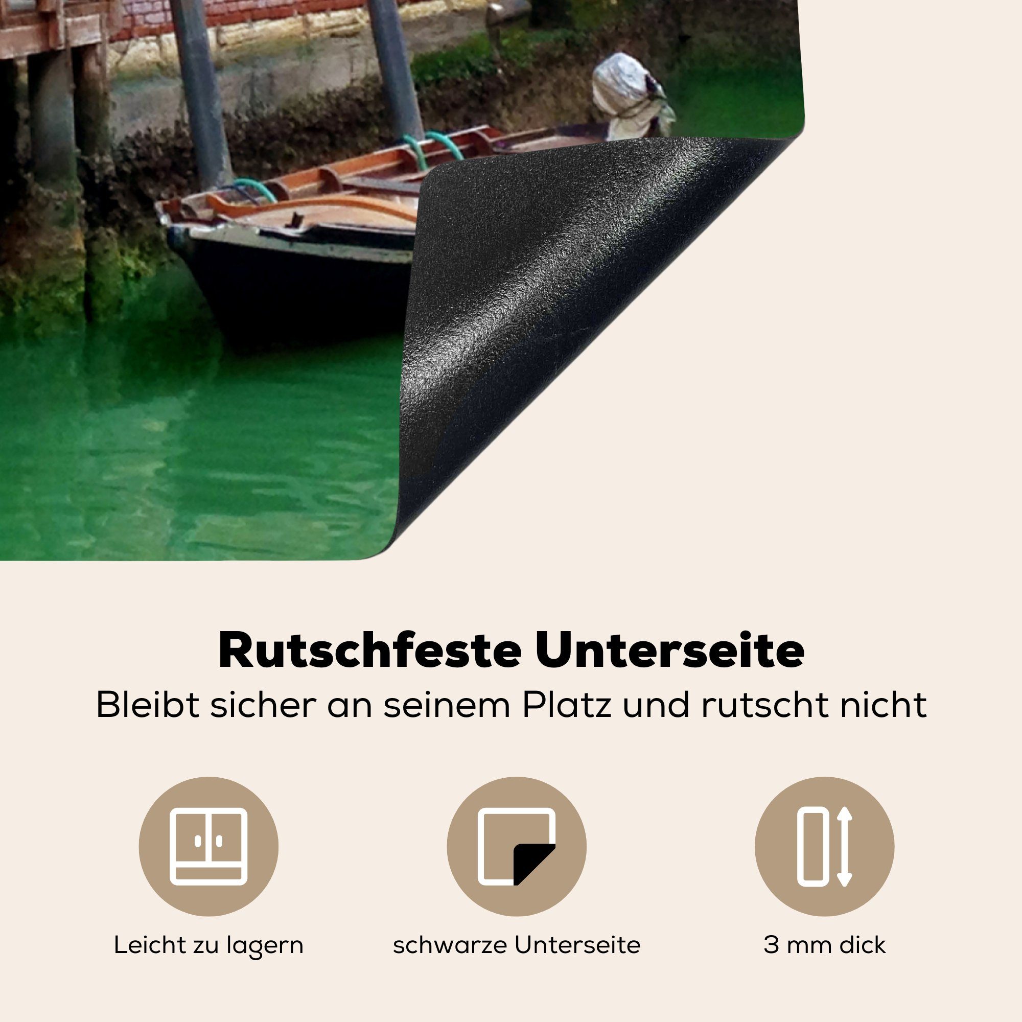 Ceranfeldabdeckung in Arbeitsfläche Vinyl, Kanal am nutzbar, cm, (1 MuchoWow Häuser Italien, Herdblende-/Abdeckplatte 70x52 Mobile tlg),