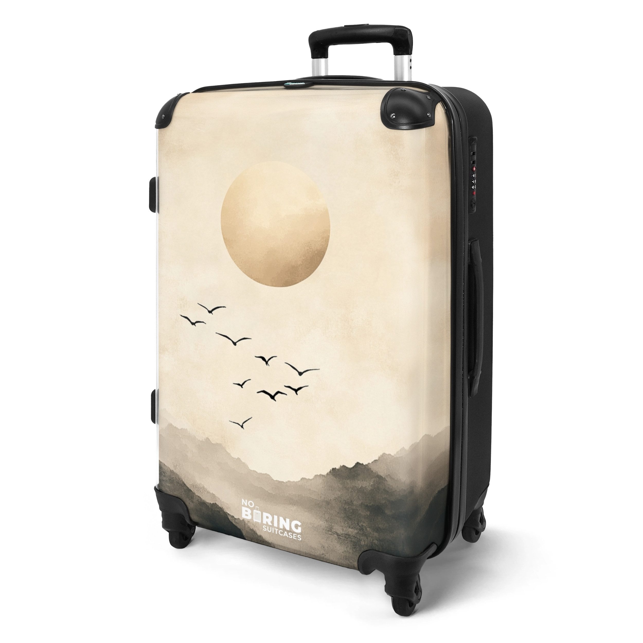 NoBoringSuitcases.com© Hartschalen-Trolley Vögel mit Sonne über günstig online kaufen
