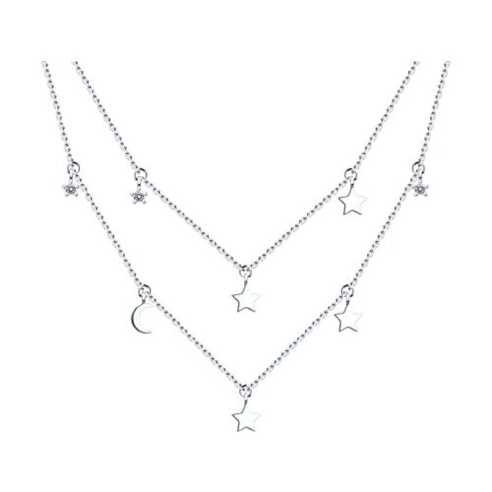 Collier-Set Halskette Kette mit Anhänger 925 Silber Zirkonia Steine Echtschmuck