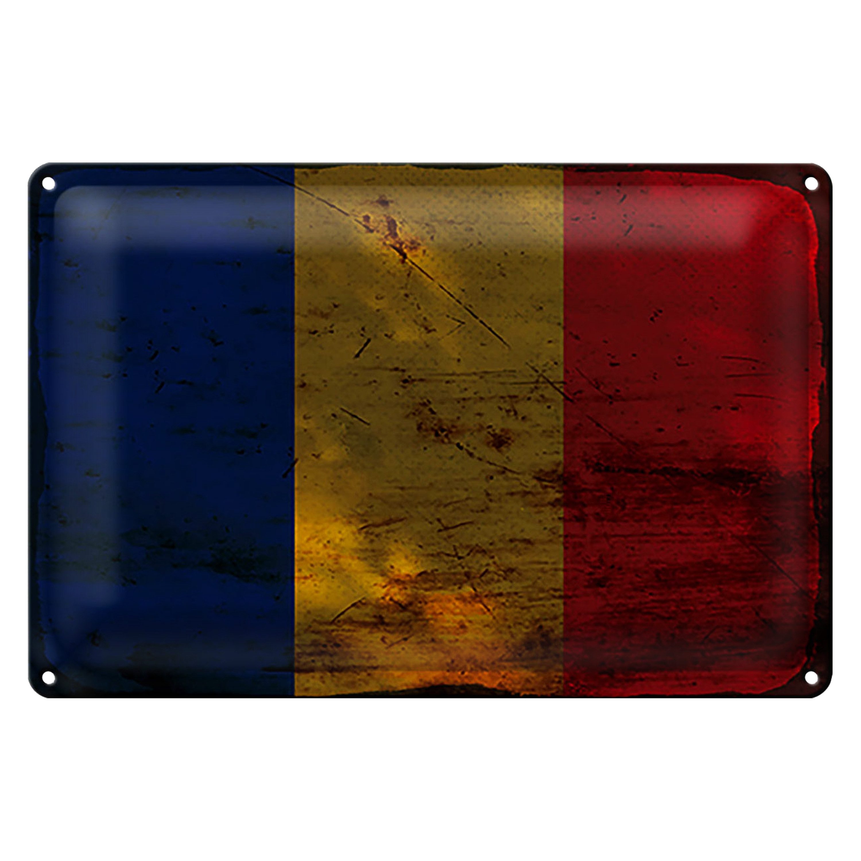 Roomando Metallschild Flagge Rumänien 40x30cm Flag of Romania Rost