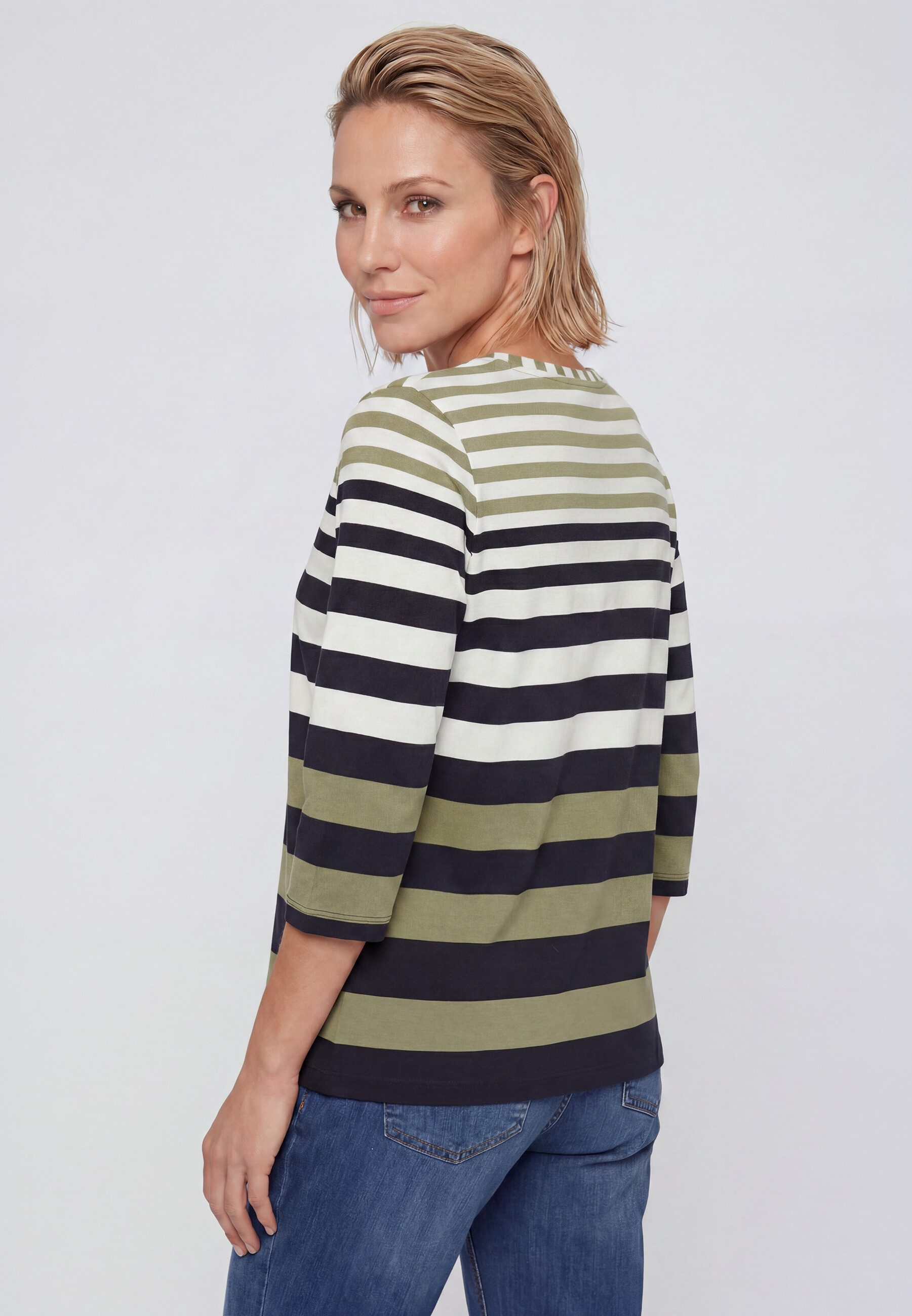 Olsen T-Shirt Shirt mit Streifenmuster und Zierelementen