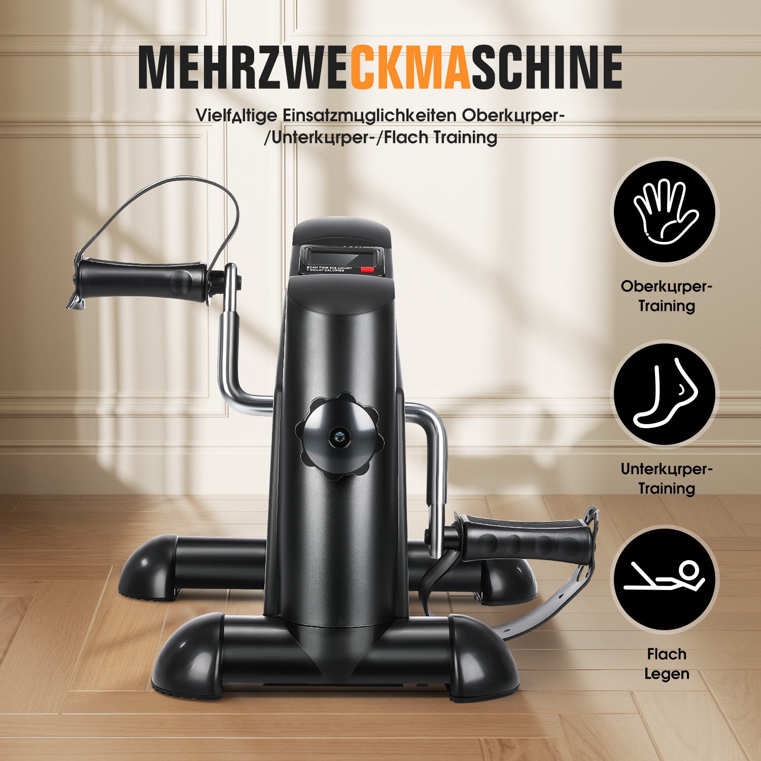 oyajia Mini-Heimtrainer Mini Heimtrainer & Bewegungstrainer für Arm- und Beintraining (Kompaktes Fitnessgerät mit LCD-Display & Einstellbarem Widerstand, Rutschfeste Pedale, leiser Lauf & ideal für Büro oder Zuhause), Mobiler Pedaltrainer zur Förderung von Kreislauf & Gelenkbewegung