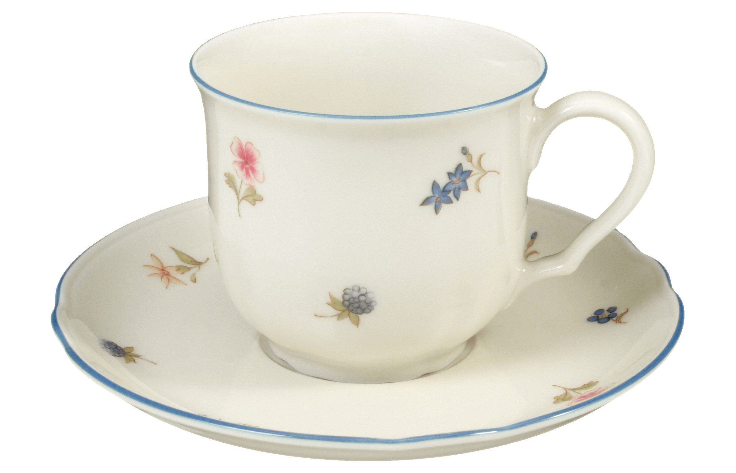Seltmann Weiden Kaffeeservice Geschirr-Set, 18 Teile, Marieluise Streublume (18-tlg), 6 Personen, Porzellan, Teller, Tasse, Untertasse, Made in Germany, 18 Teile, für 6 Personen