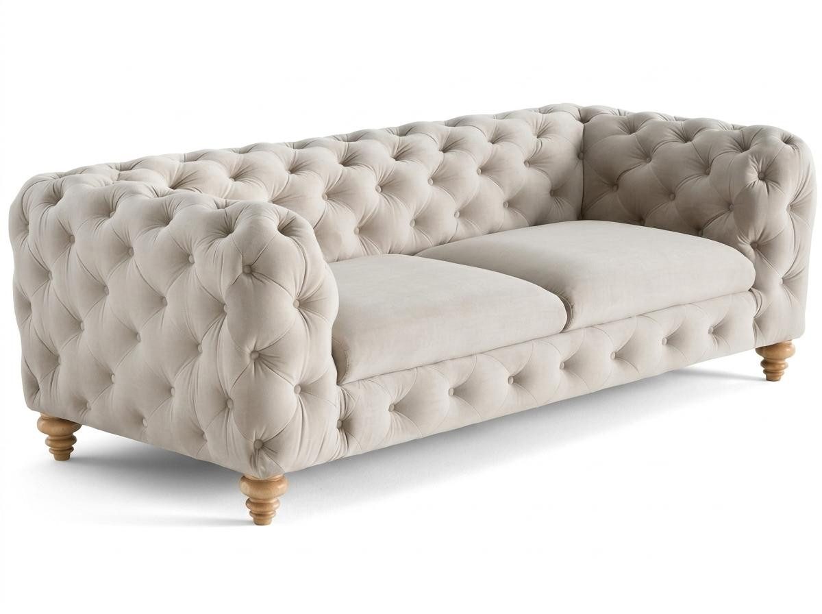 JVmoebel Chesterfield-Sofa Beiges Chesterfield Wohnzimmer-Set 2,5+1-Sitzer-Sofas, 2 Teile, Made in Europa