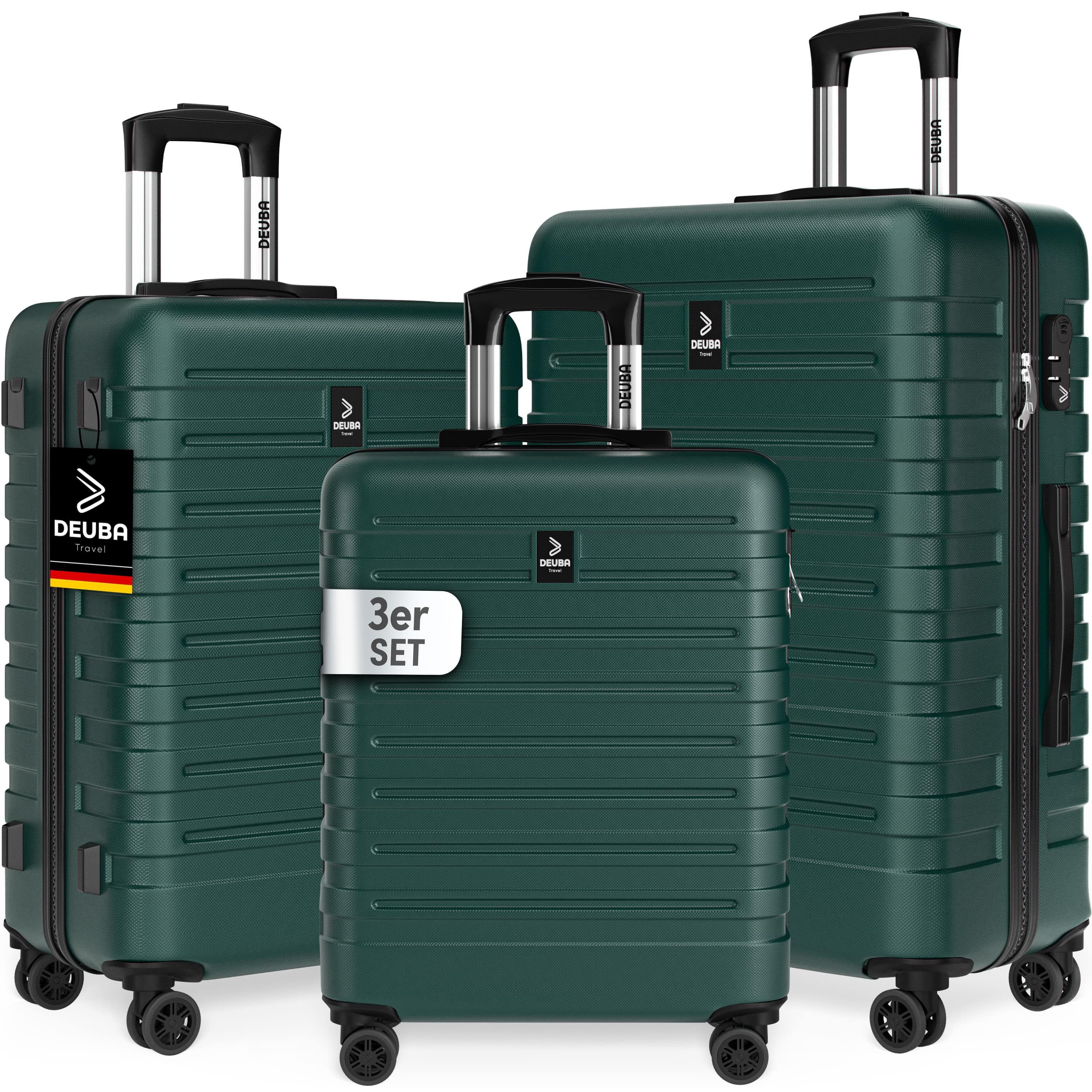 Deuba Kofferset, Handgepäck Koffer 55x40x20 Sicherer Stauraum Kreuzgurt PVC Reisekoffer