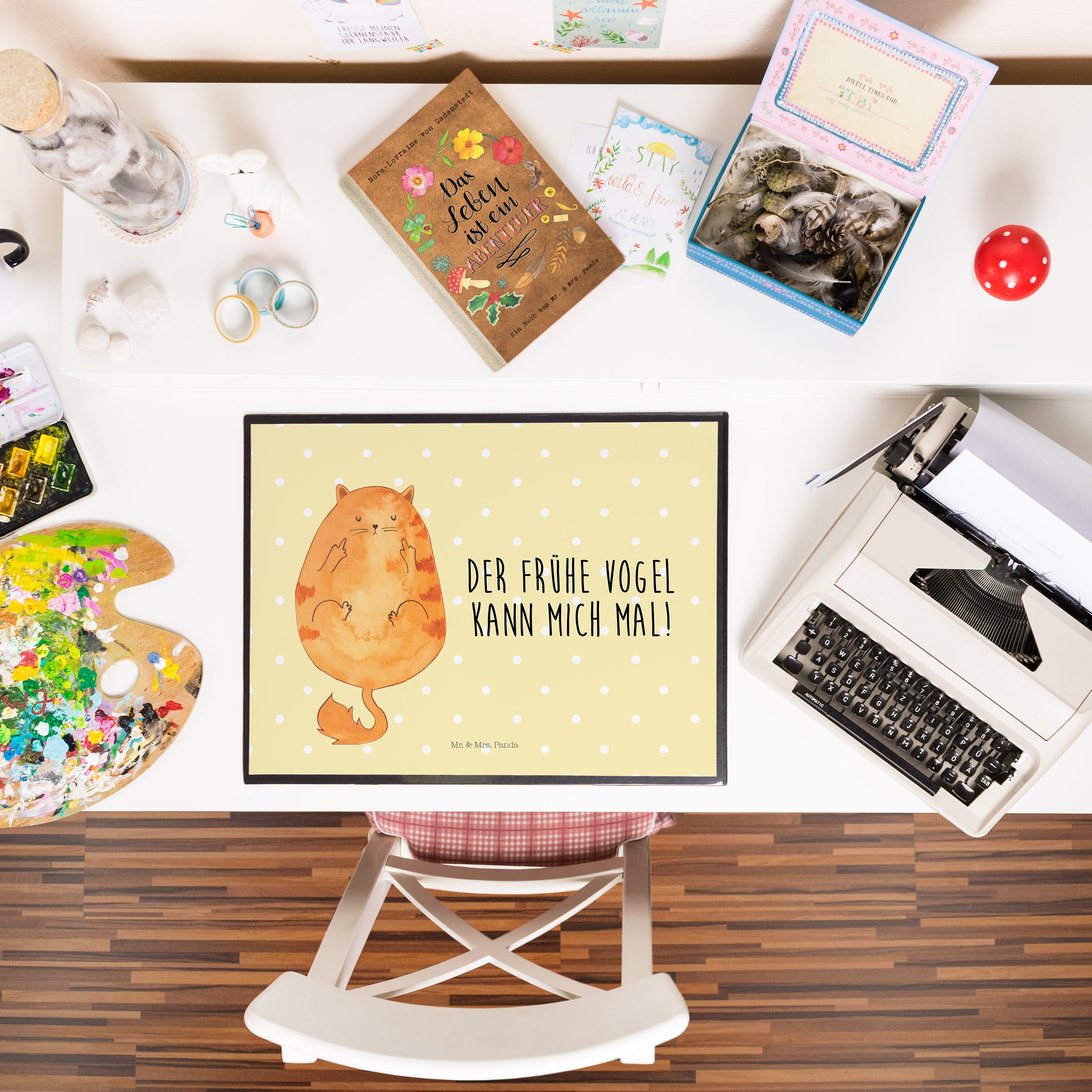 Mr. & Mrs. Panda Schreibtischunterlage »Katze Frühaufsteher - Gelb Pastell  - Büroartikel, mit Spruch, Katzenfreund, Katzendeko, Miau, Katzen,  Schreibtischauflage, Katzenmotiv, Kaffee, Kater«, (1 tlg) online kaufen |  OTTO