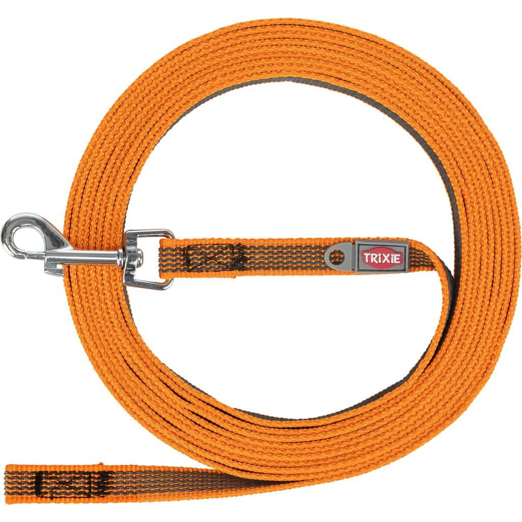 TRIXIE Schleppleine Schleppleine, gummiert - orange - 10 m/15 mm, Nylon