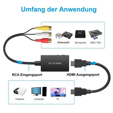 GelldG RCA auf HDMI Konverter, 1080P CVBS AV zu HDMI Video Audio Konverter Audio-Adapter
