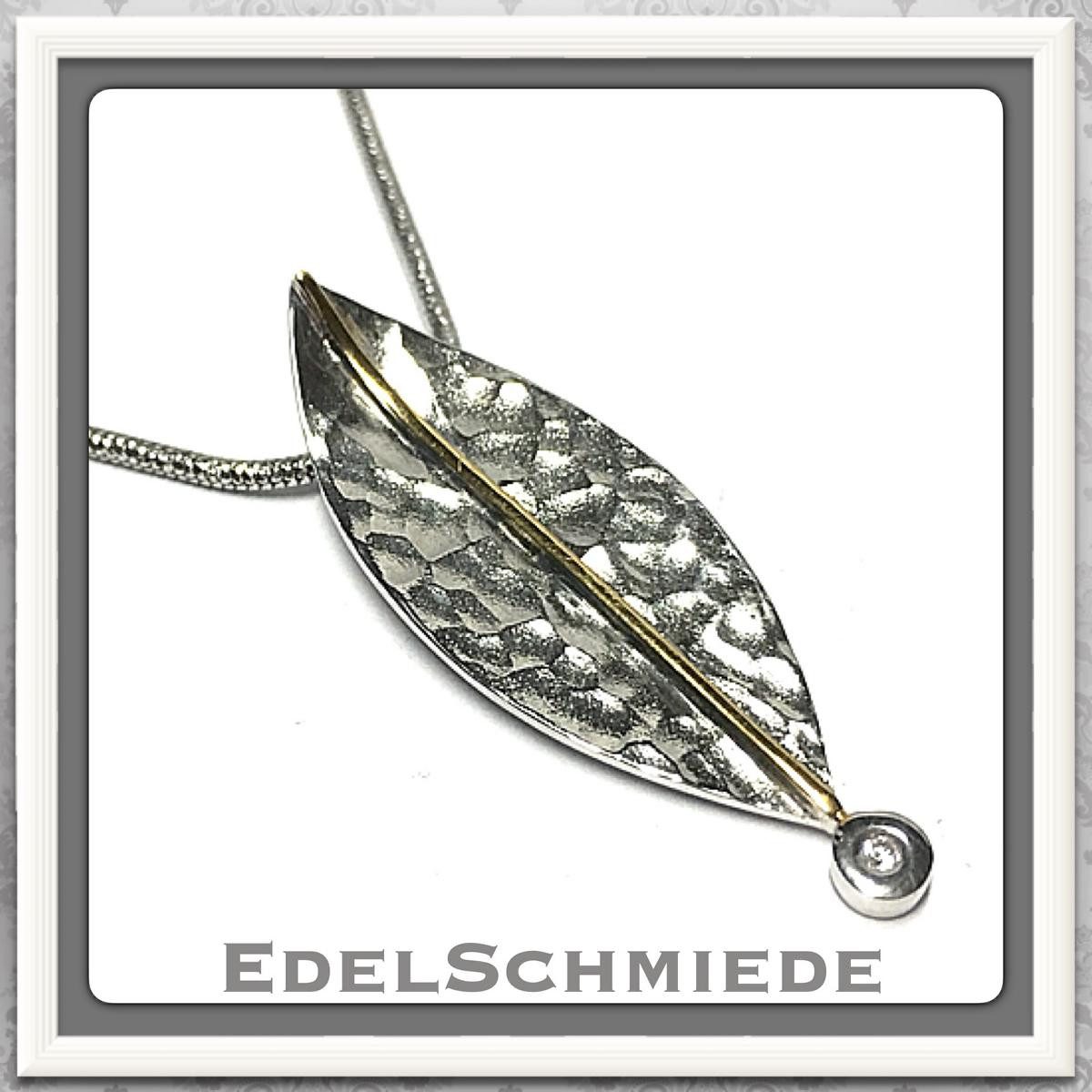 Kettenanhänger Edelschmiede925 moderner Anhänger (bicolor Look) 925 Silber Zirk