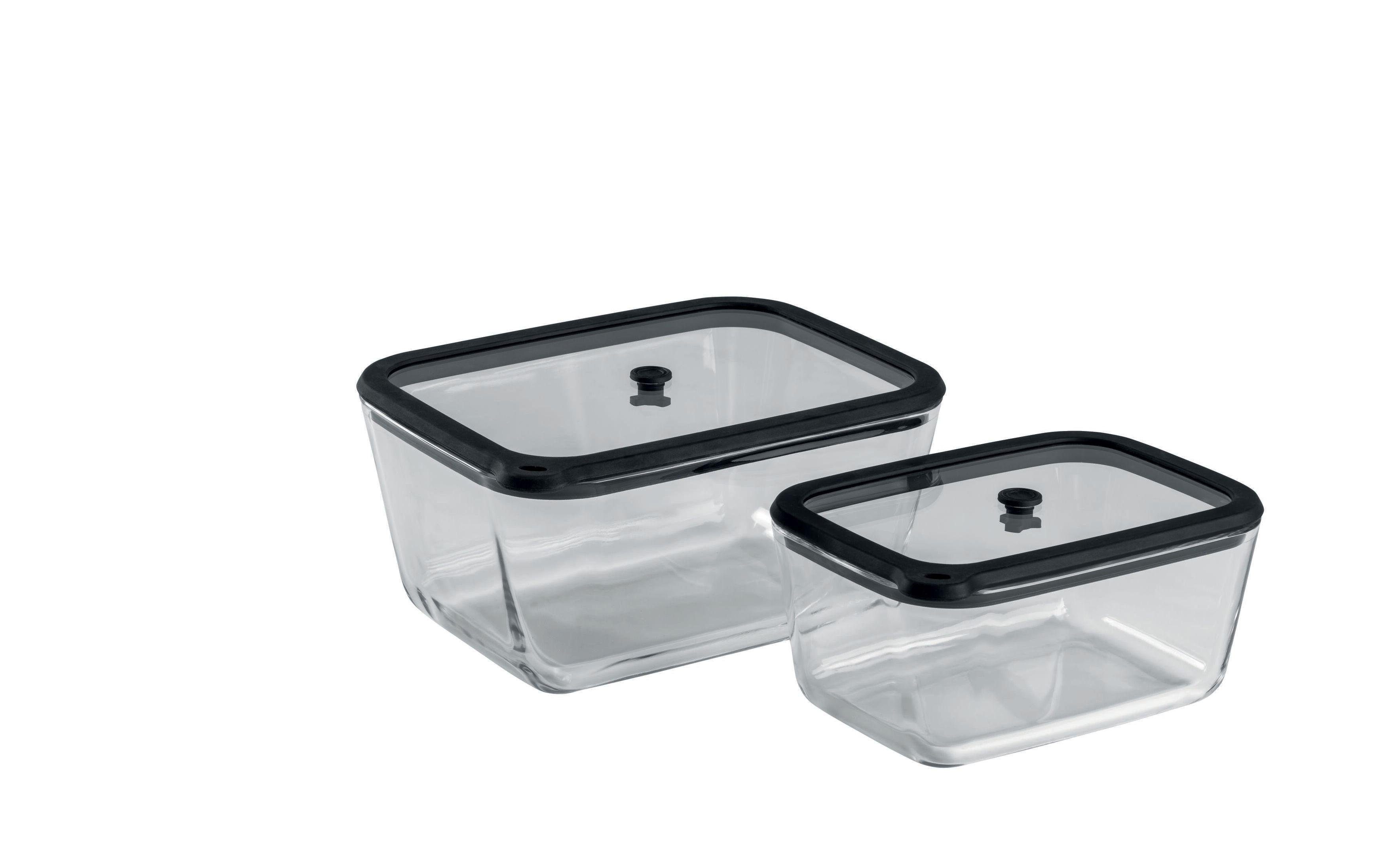 CHEF CUISINE International Vakuumbehälter Vakuum Glasbehälter Vakuumboxen 2er SET Large Size 1.350ml + 2.550ml, (2er Set), aus Glas