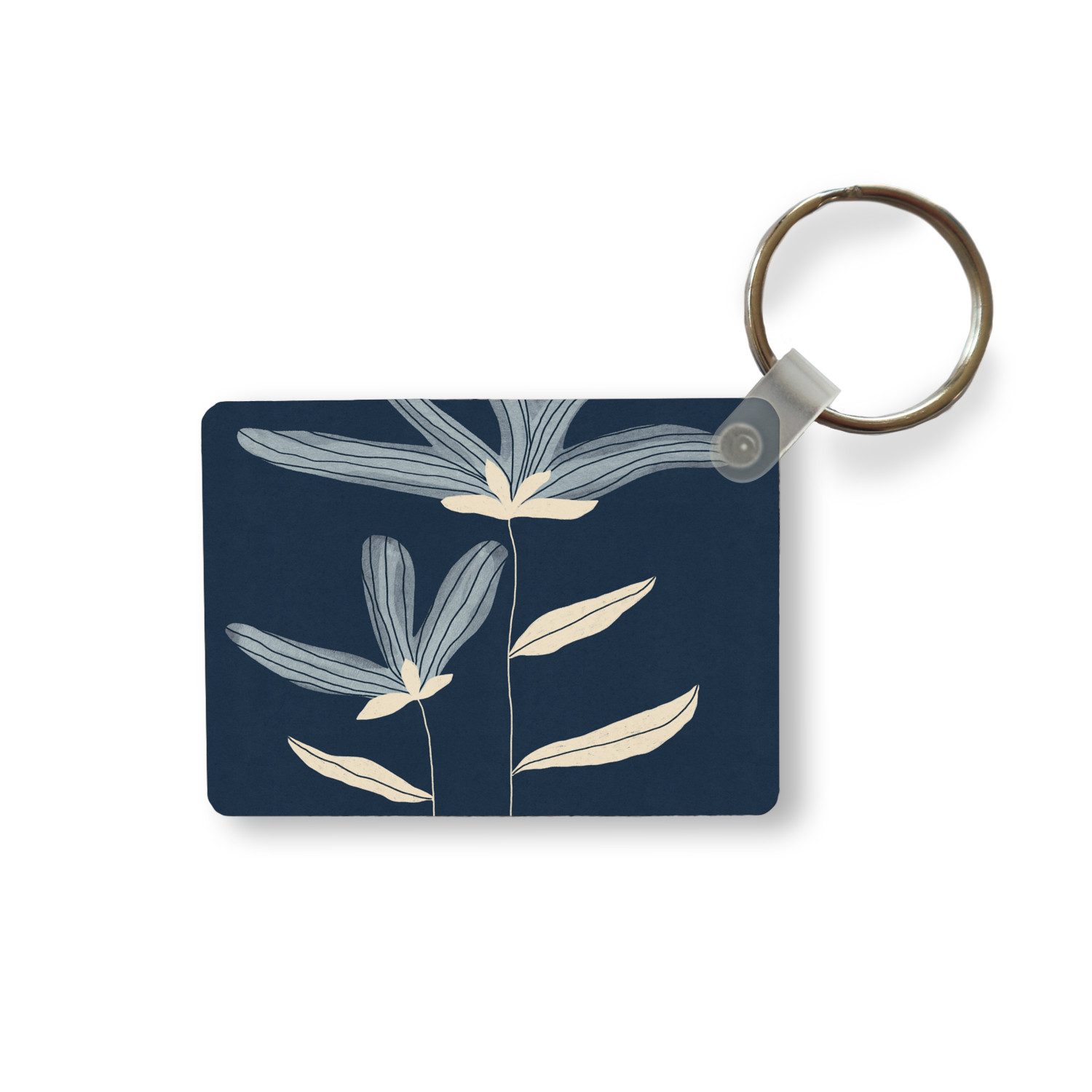 MuchoWow Schlüsselanhänger Blumen - Pflanzen - Blau - Natur, Rechteckig mit Schlüsselring, Geschenk, Accessoire, 6x4 cm