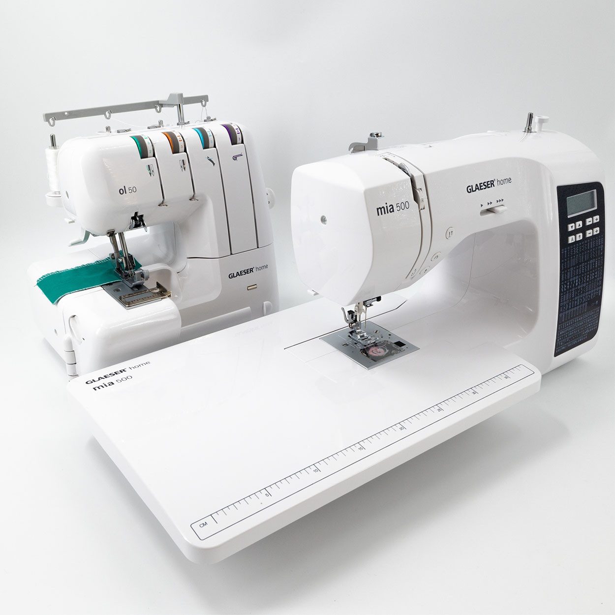 GLAESER home Nähmaschine GLAESERhome Pro-Bundle, ol50 + mia500 + Anschiebetisch