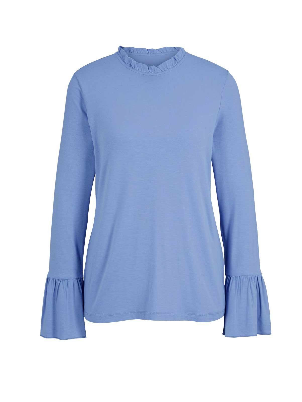 heine T-Shirt LINEA TESINI Damen Designer-Jerseyshirt m. Volants, bleu