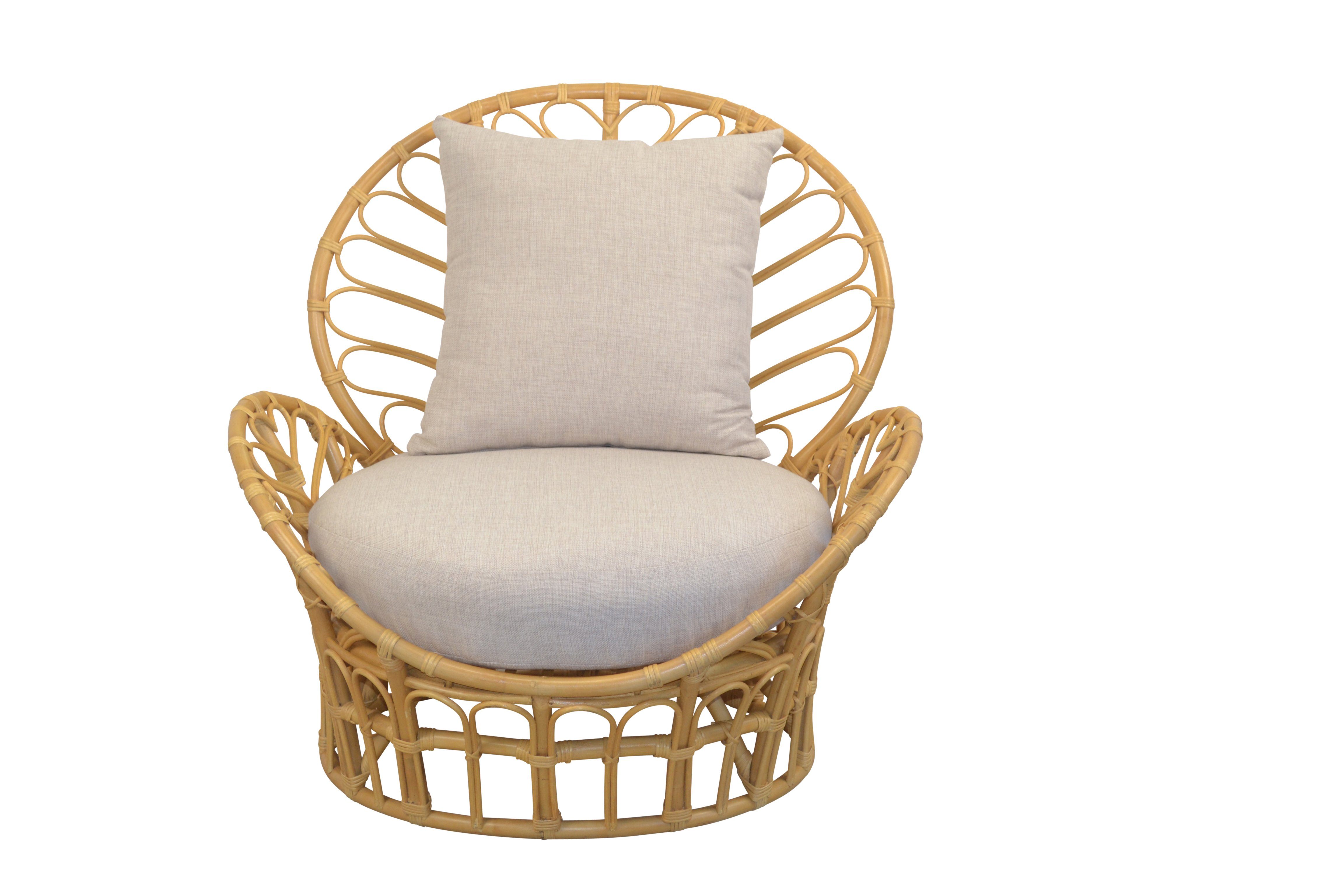 Sessel Rattansessel mit Sitz und Rückenkissen