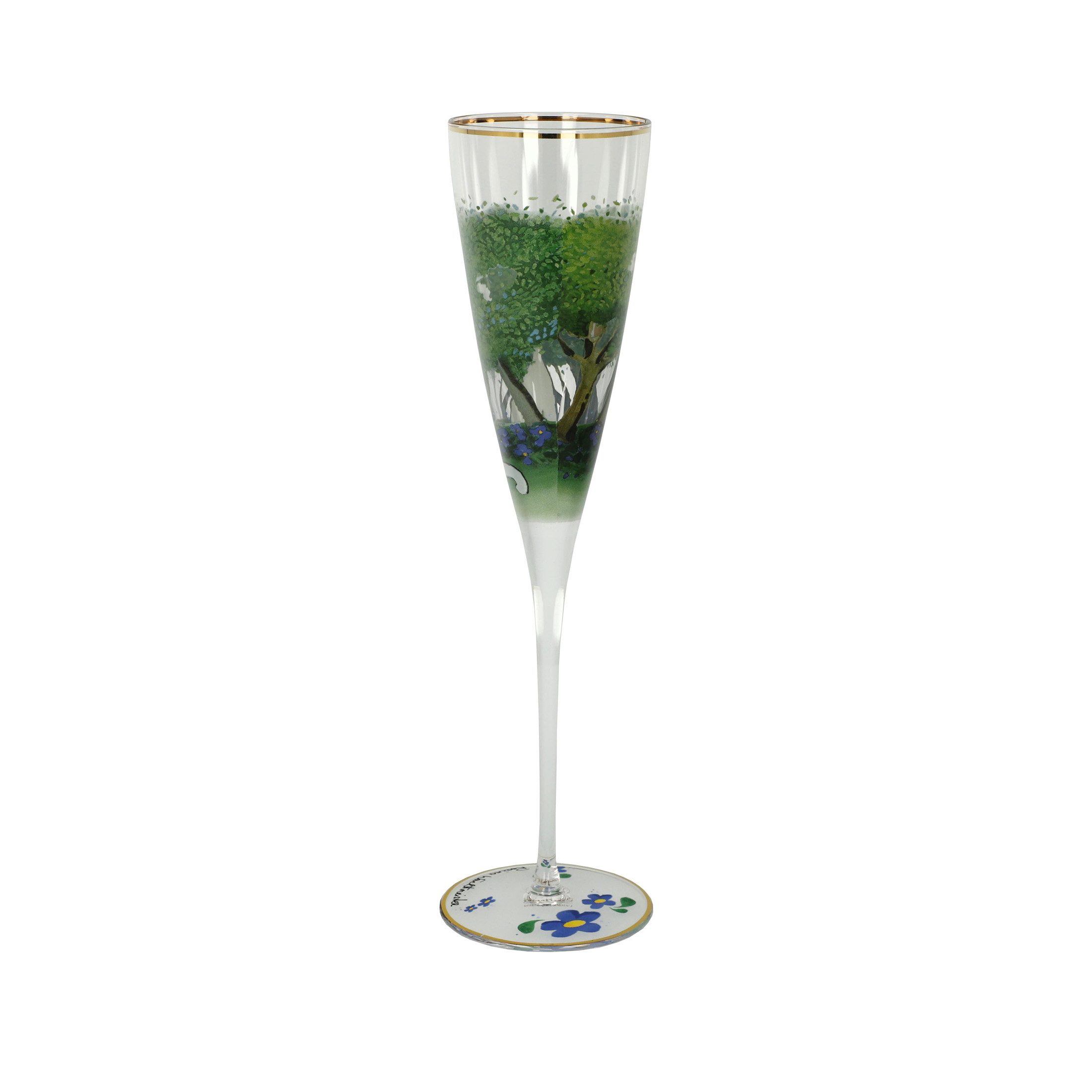 Goebel Sektglas Rosina Wachtmeister, Glas, mit Echtgoldauflage, Grün, Katzen, H: 27.5cm