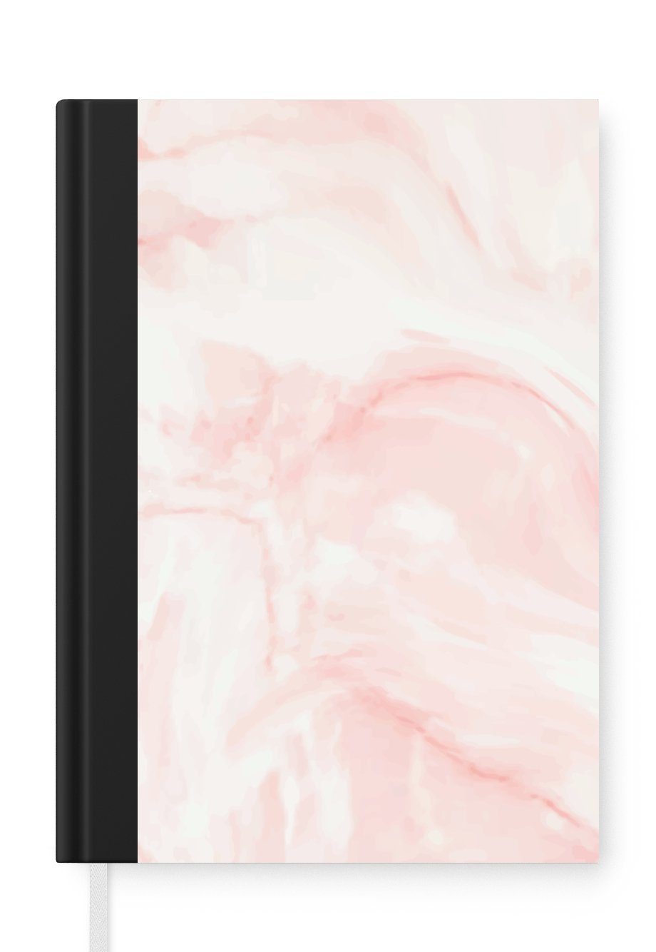 MuchoWow Notizbuch Marmor - Weiß - Rosa - Pastell, Notebook, Notizblock a5, Tagebuch, Journal Liniert