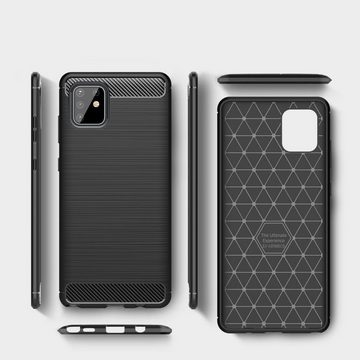 CoverKingz Handyhülle Hülle für Samsung Galaxy Note10 Lite Handyhülle Silikon Case 16,37 cm (6,7 Zoll), Handyhülle Bumper Silikoncover Softcase Carbonfarben