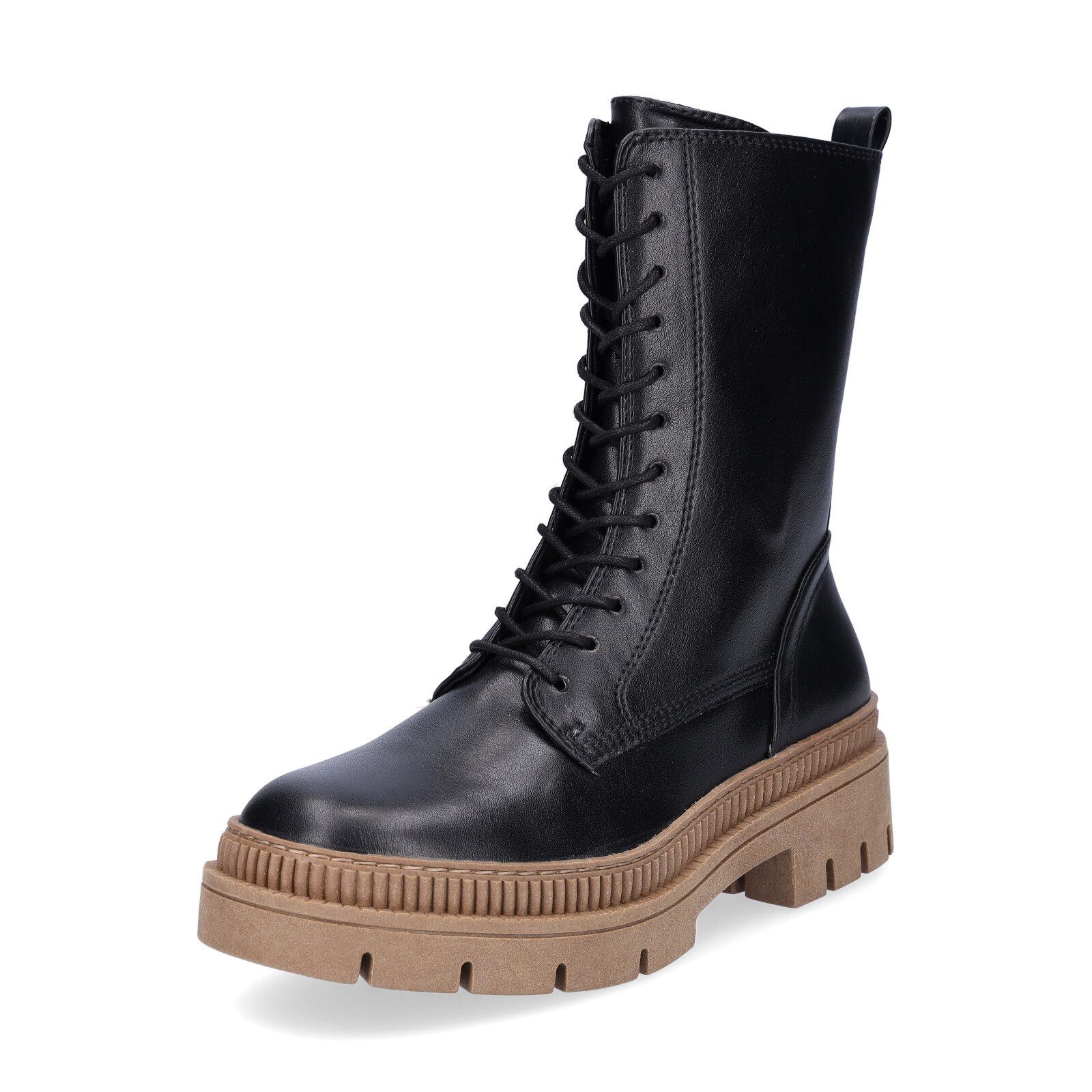 Marco Tozzi Damen Schnürboot schwarz natur Schnürboots