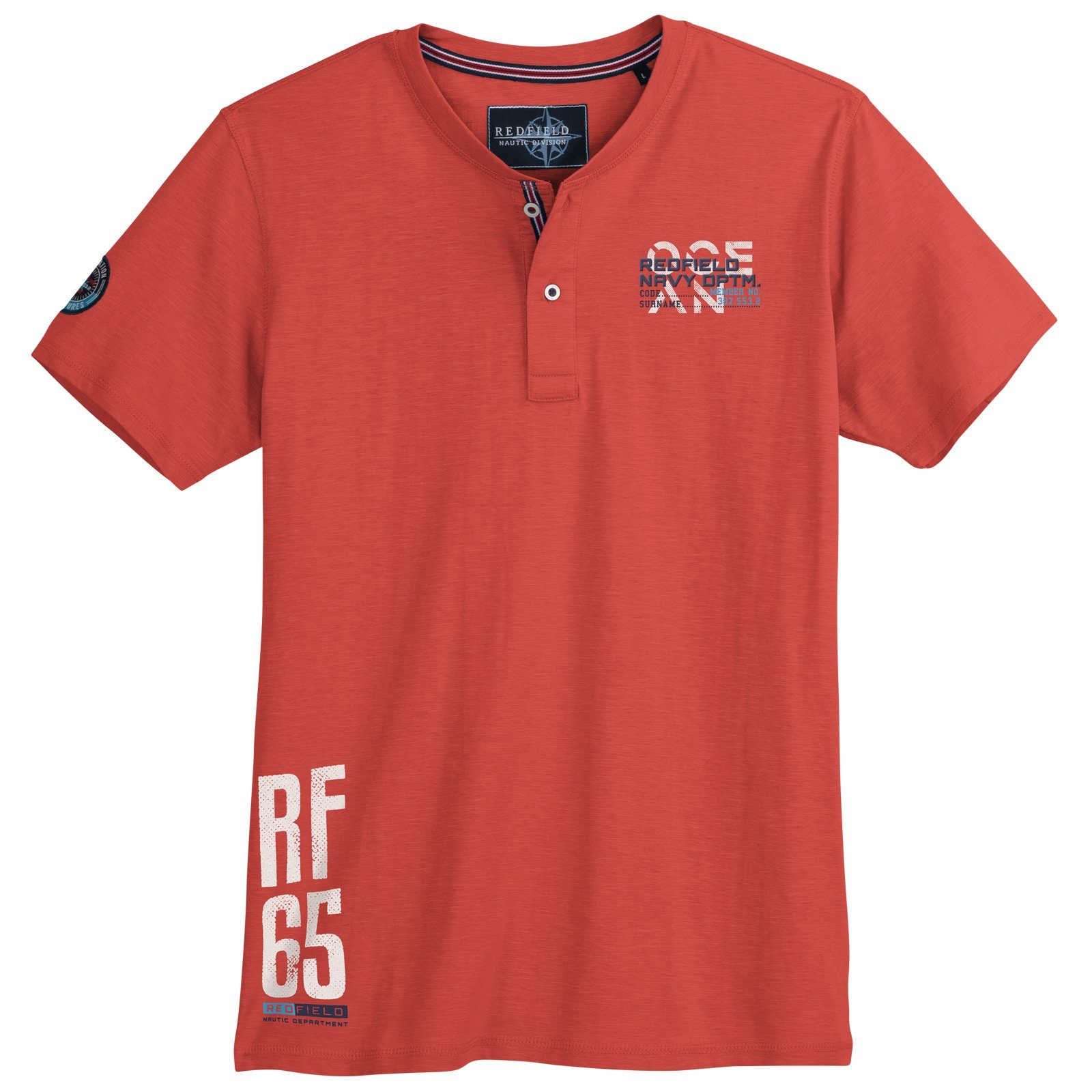 redfield Print-Shirt Große Größen Herren Serafino T-Shirt maritim paprikarot Redfield
