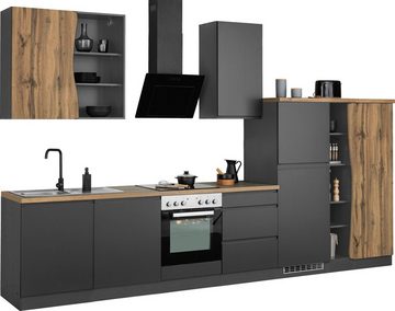 Kochstation Küche KS-Bruneck, 380cm breit, wahlweise mit oder ohne E-Geräte, hochwertige MDF-Fronten