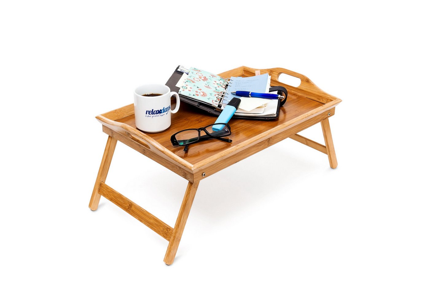 relaxdays Tablett Betttablett Bambus lackiert klappbar, Bambus, (1-tlg)