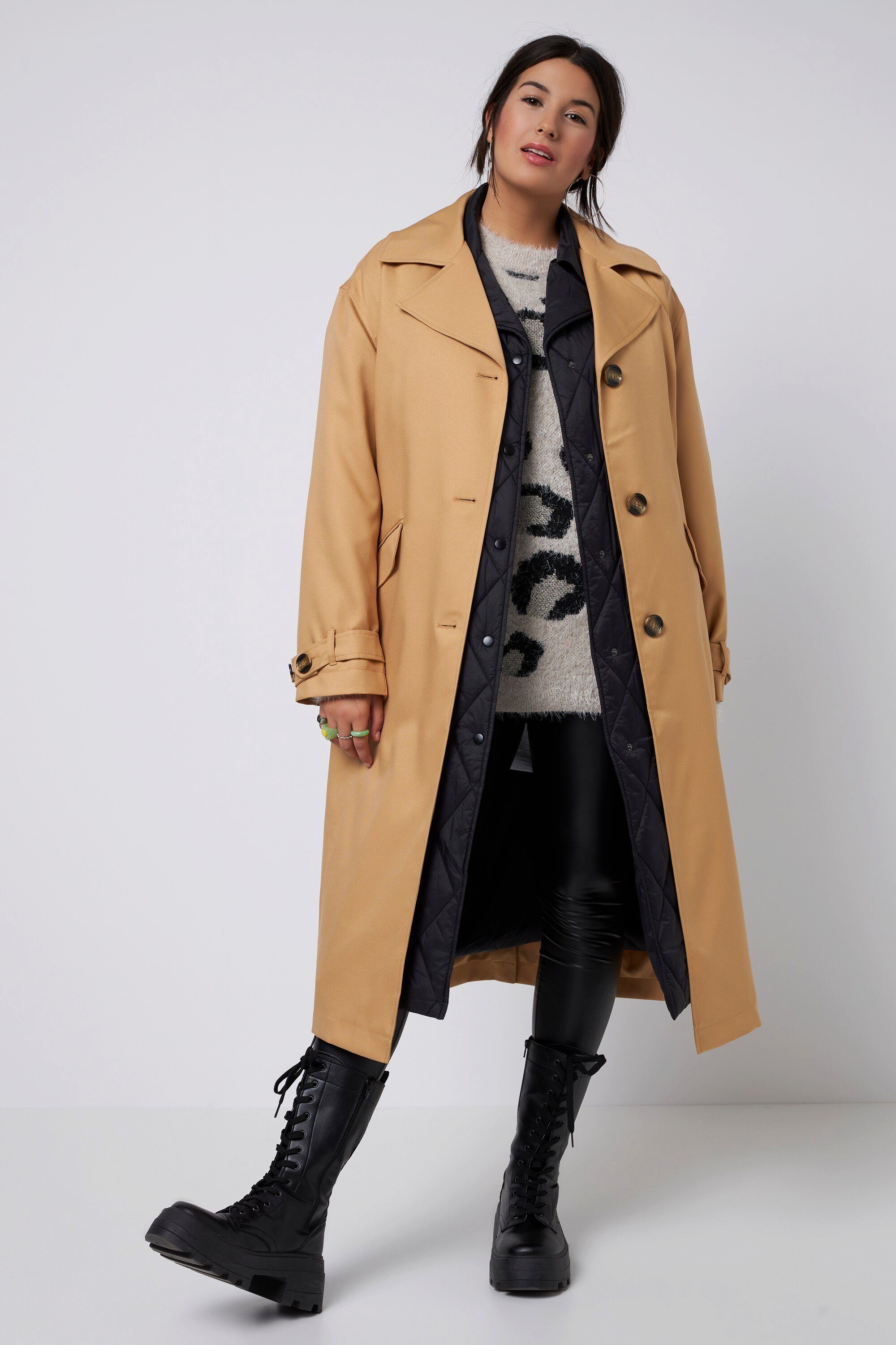 Studio Untold Wintermantel 2-in-1 Trenchcoat mit Steppweste oversized Langarm