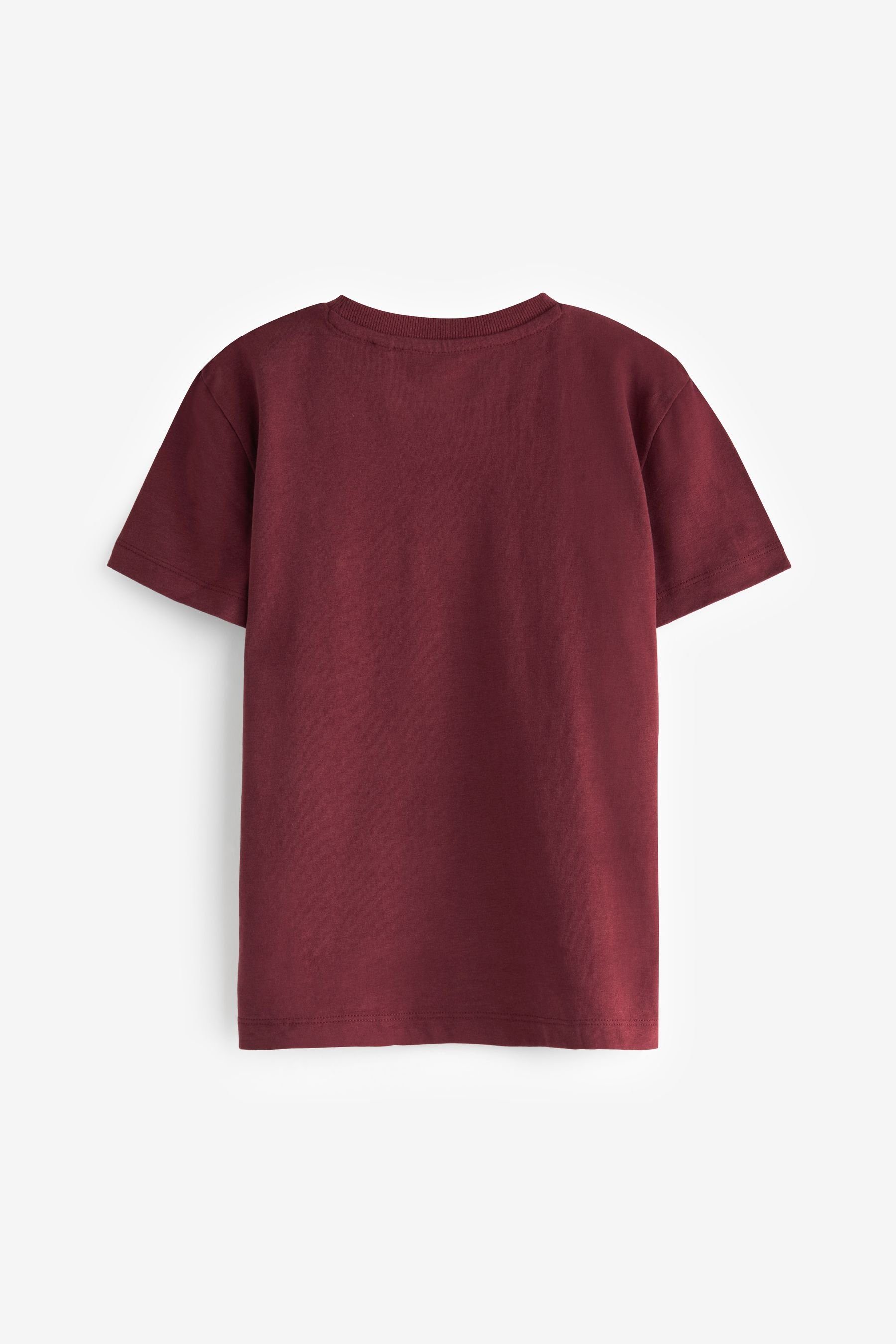 T-Shirt (4-tlg) 4er-Pack mit Red/White Next Kurzarm-T-Shirts Hirsch-Stickerei Berry