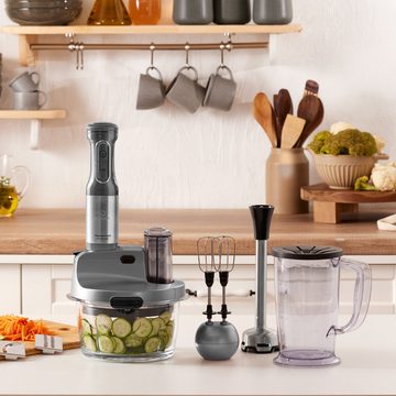 Karaca Küchenmaschine Mastermaid Küchenroboter aus Stahlglas, 2500 W, Galaxy Grey