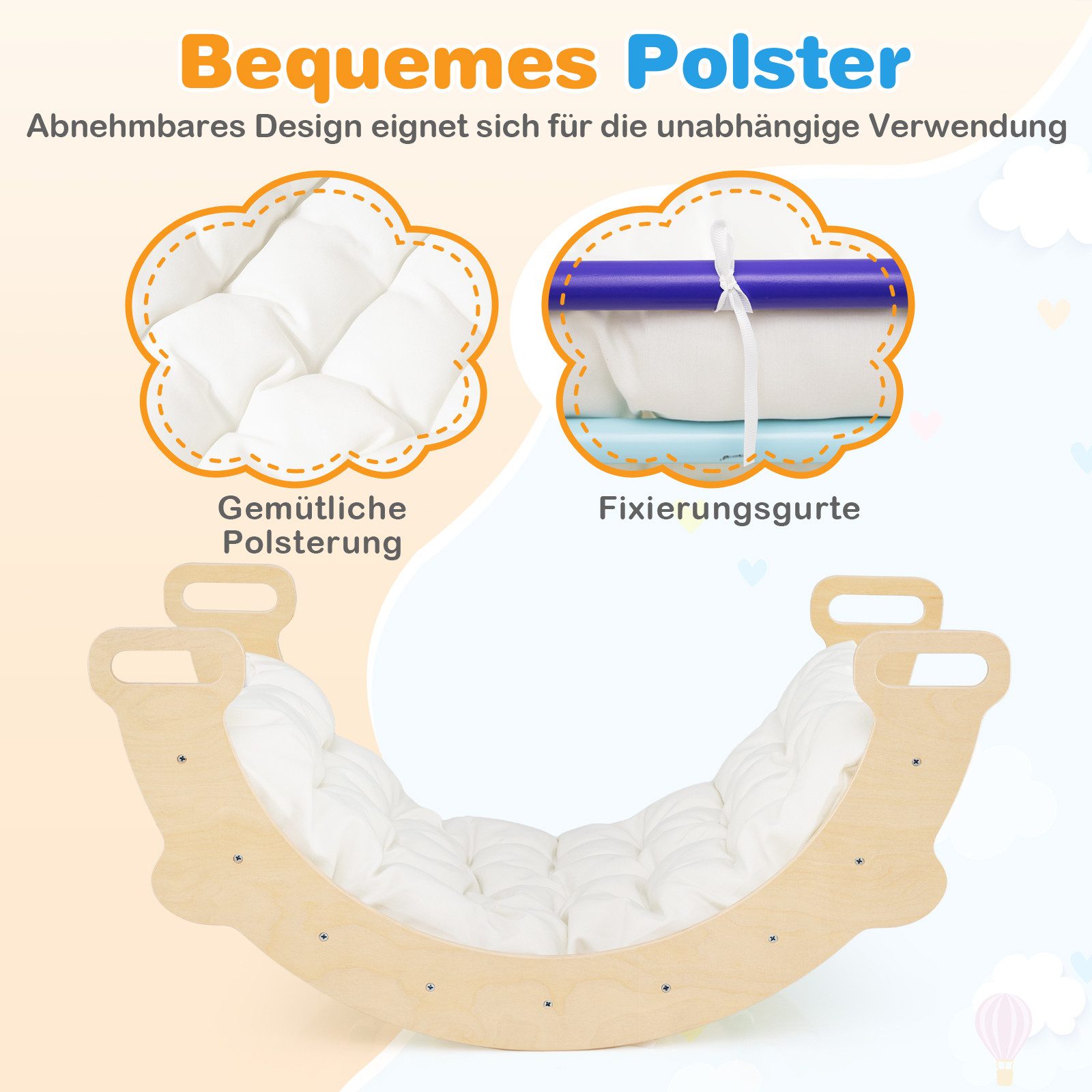 COSTWAY Klettergerüst, 3-in-1 Montessori Kletterbogen mit Kissen, ab 1 Jahr