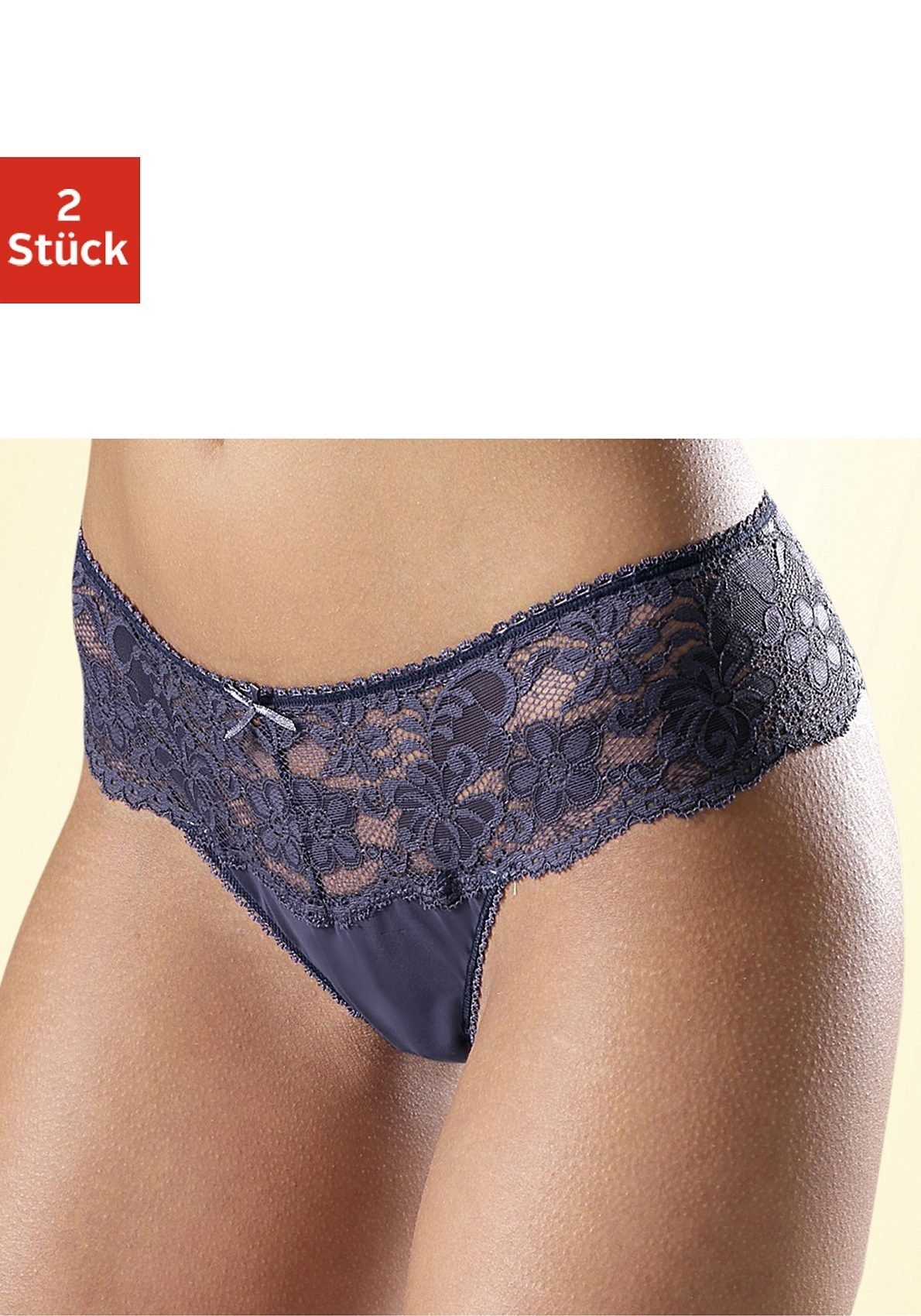 Nuance by Lascana String mit breitem Spitzenband, als Dessous-Set kombinierbar (Packung, 2 Stück) sexy Dessous, sexy Unterwäsche