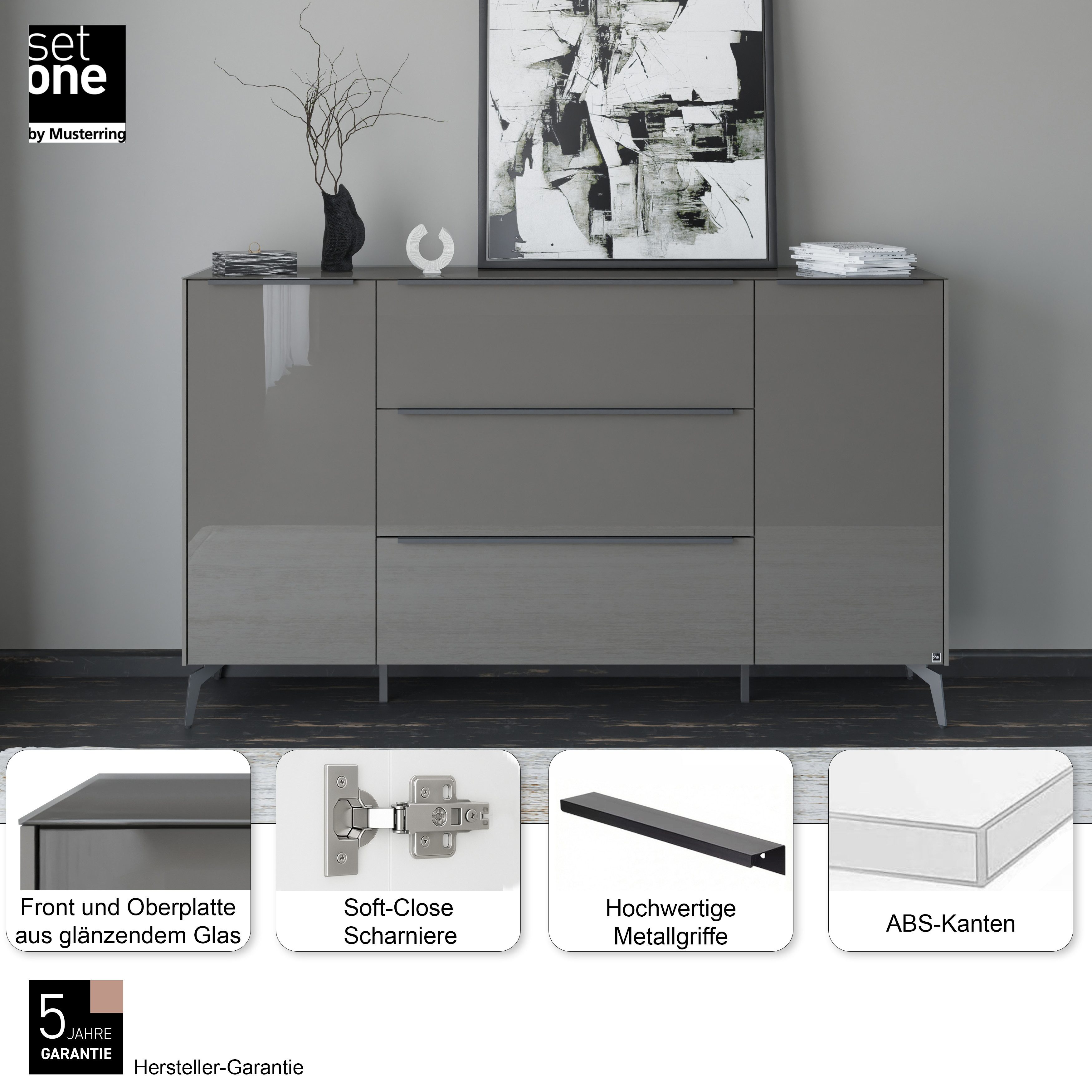 set one by Musterring Sideboard Reno (1 St), Mit Winkelfuß in diversen Farben, 109 cm Höhe & Farbauswahl