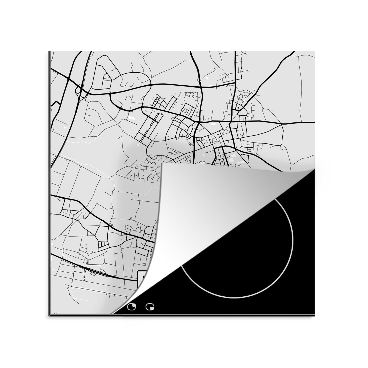 MuchoWow Herdblende-/Abdeckplatte Karte - Deutschland - Willich - Karte - Stadtplan, Vinyl, (1 tlg), 78x78 cm, Ceranfeldabdeckung, Arbeitsplatte für küche