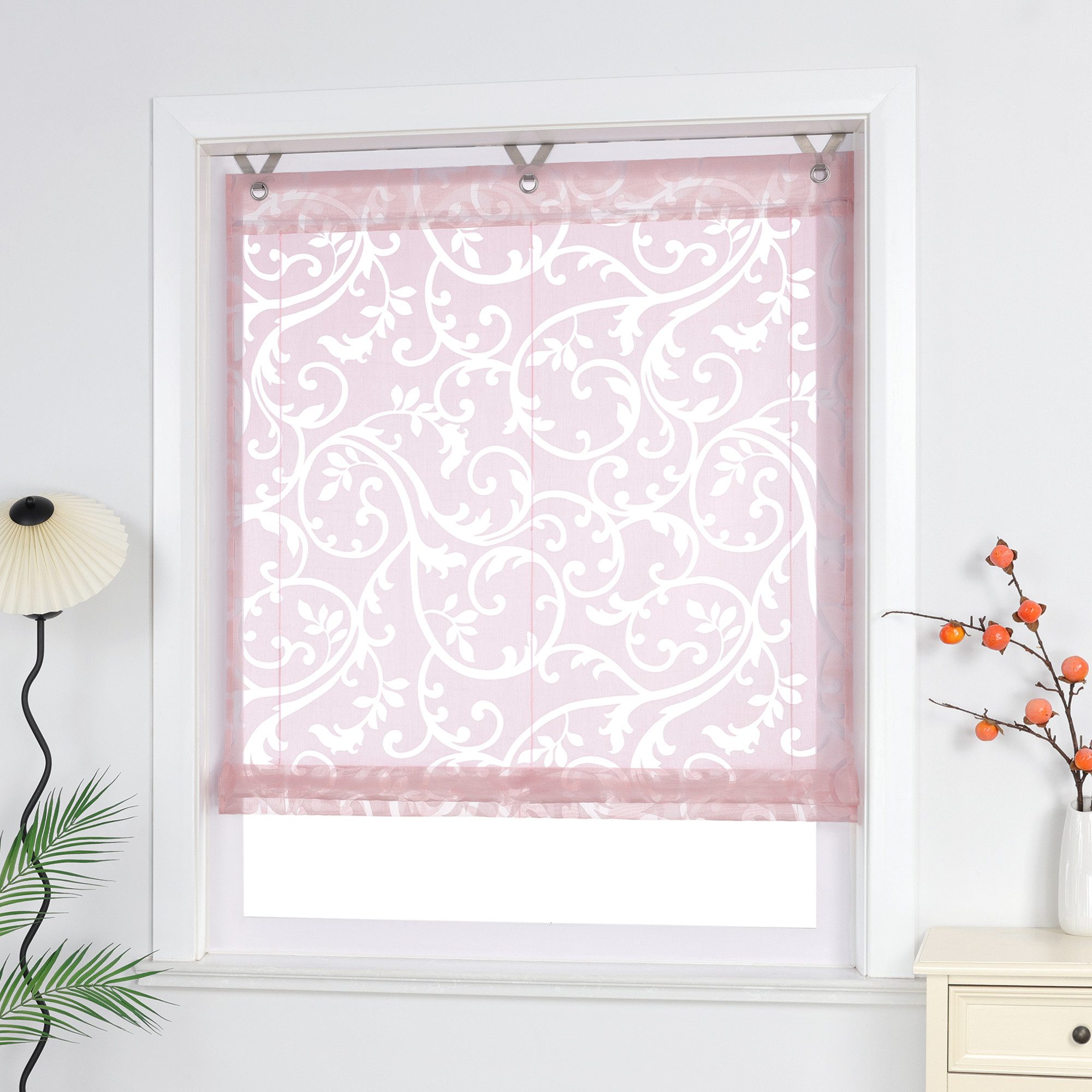 Joyswahl Raffrollo, mit Hakenaufhängung, Voile Ausbrenner, mit Reben günstig online kaufen