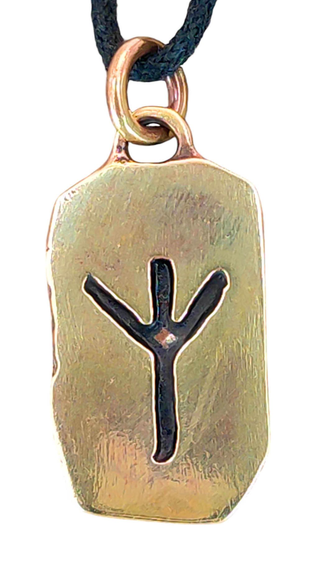 Kiss of Leather Kettenanhänger Rune Runen Anhänger Bronze Buchstabe Z Algiz Elhaz Elch Schutz