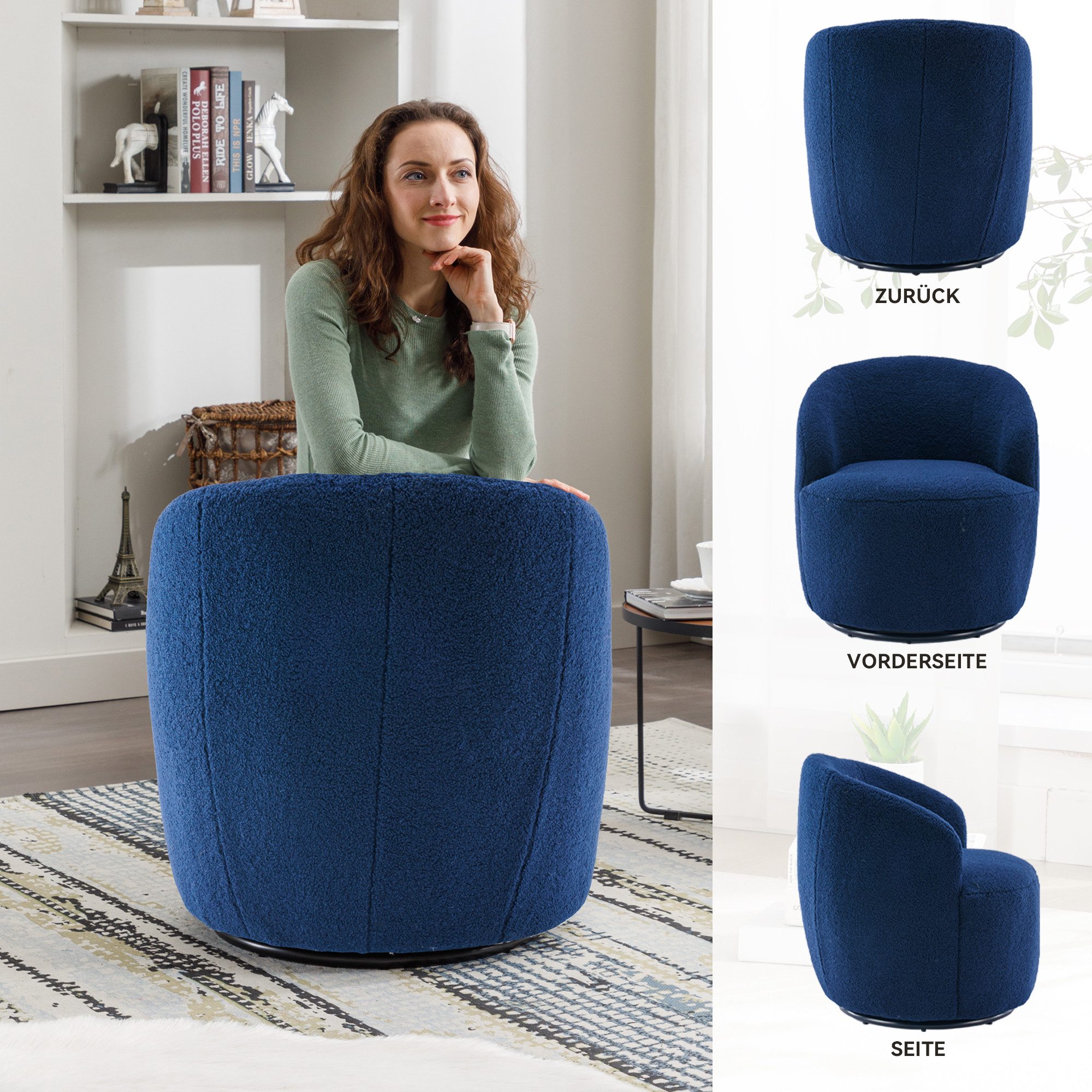 i@home Polsterstuhl Drehbarer Lounge-Sessel aus Teddy-Stoff, günstig online kaufen