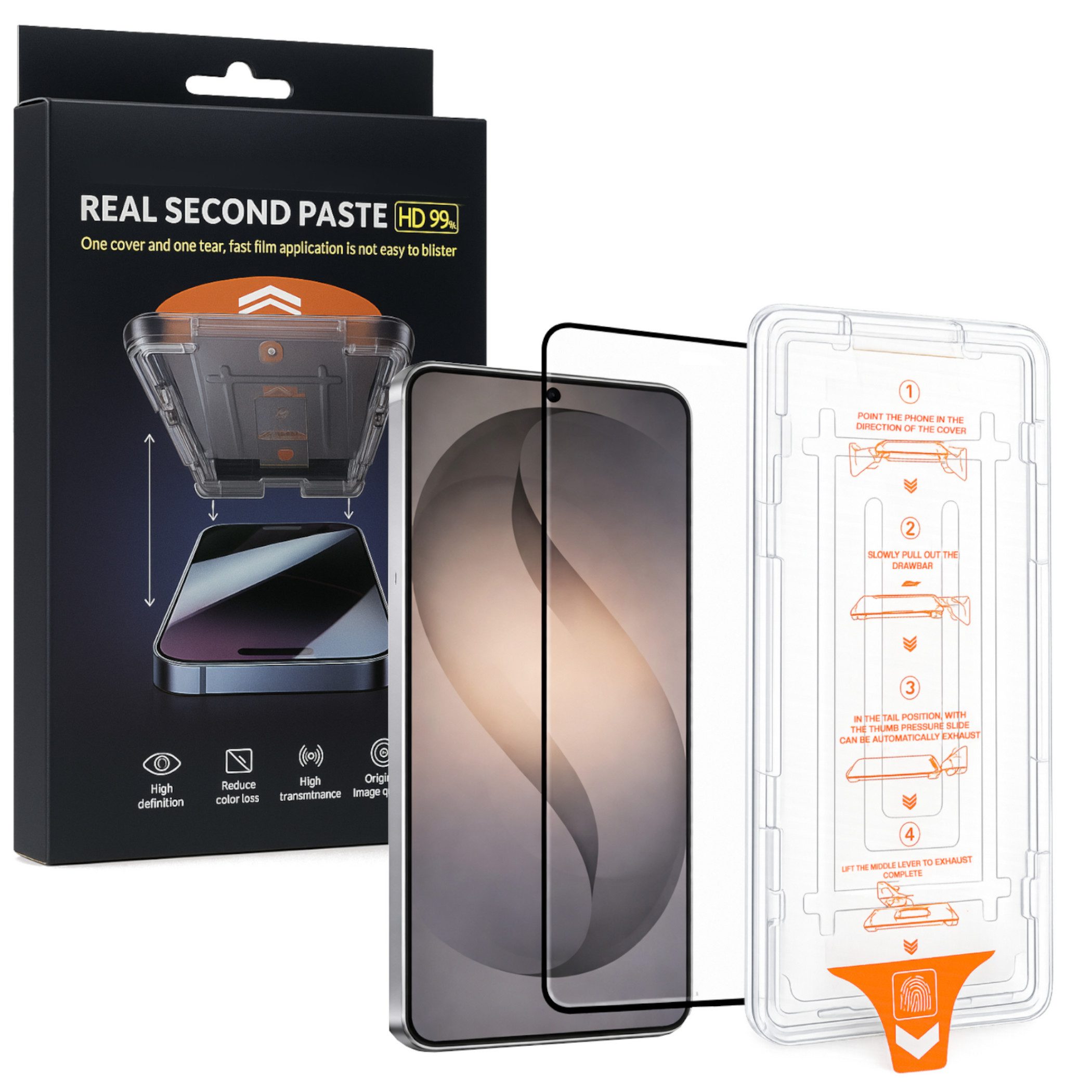 Wigento Handyhülle Für Samsung Galaxy S26 Plus 5G SnapFit 9H Hart Glas Installationshilfe, 9H Härte, kratzfest, stoßfest, Installationshilfe, Oleophob