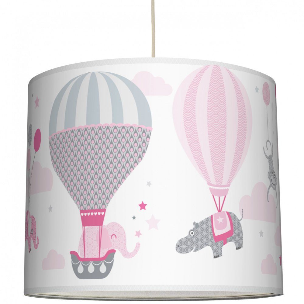 anna wand Лампиschirm Hot Air Balloons - rosa/grau - Ø 40 cm, Höhe 34 cm - Lampe Kinderzimmer