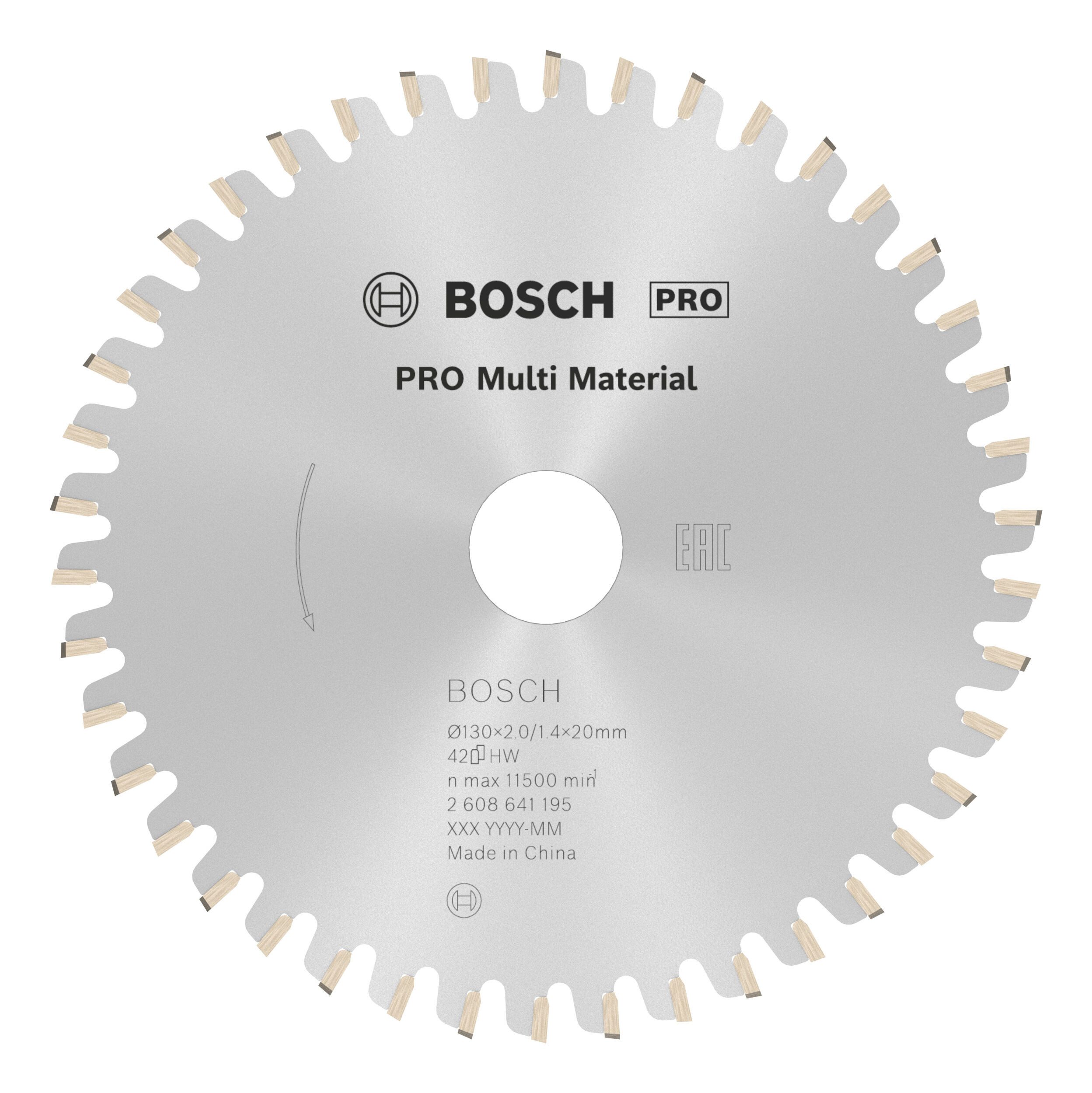 BOSCH Kreissägeblatt Pro Multi Material, Multi Material, 130 x 2 x 20 mm, 42 Zähne, für Netz-Handkreissägen