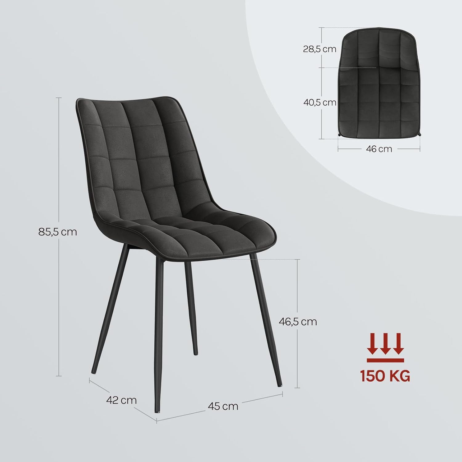 Woltu Esszimmerstuhl (2er-Set), Sessel mit Rückenlehne, Metallbeine