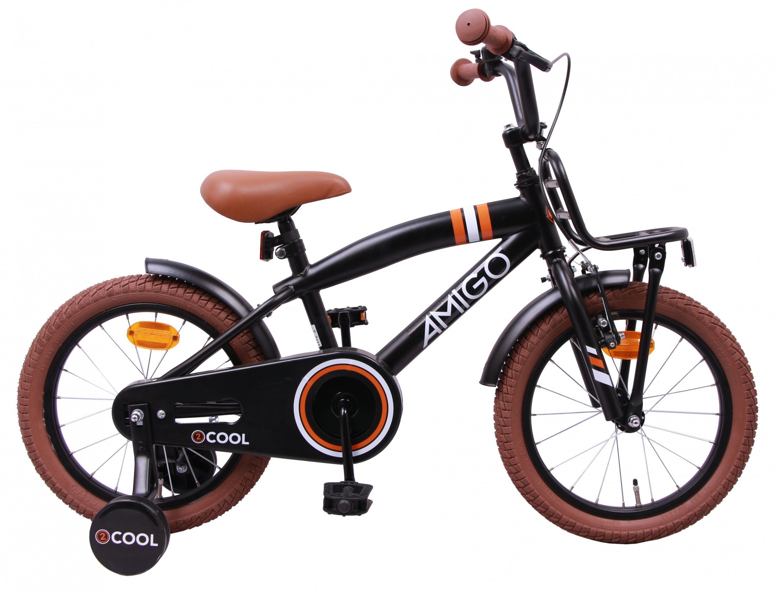 AMIGO Fahrräder Kinderfahrrad AMIGO 2Cool 16 Zoll 25,5 cm Jungen Kinderfahrrad Mattschwarz