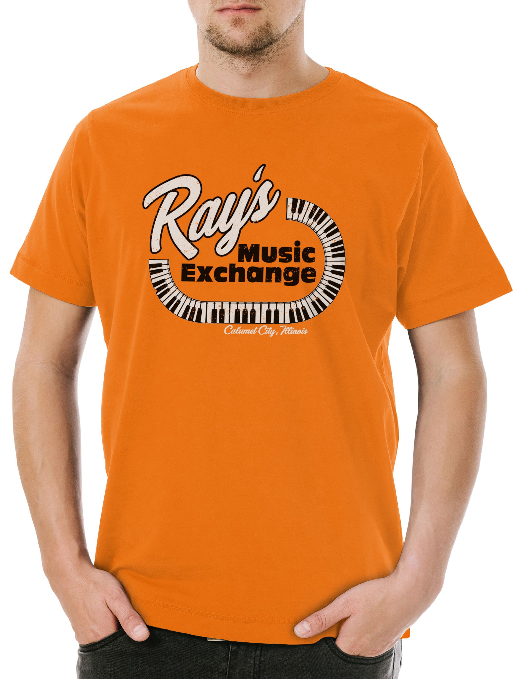 Print-Shirt Ray's Music Exchange Herren T-Shirt Blues Zeichen Sign Symbol Logo