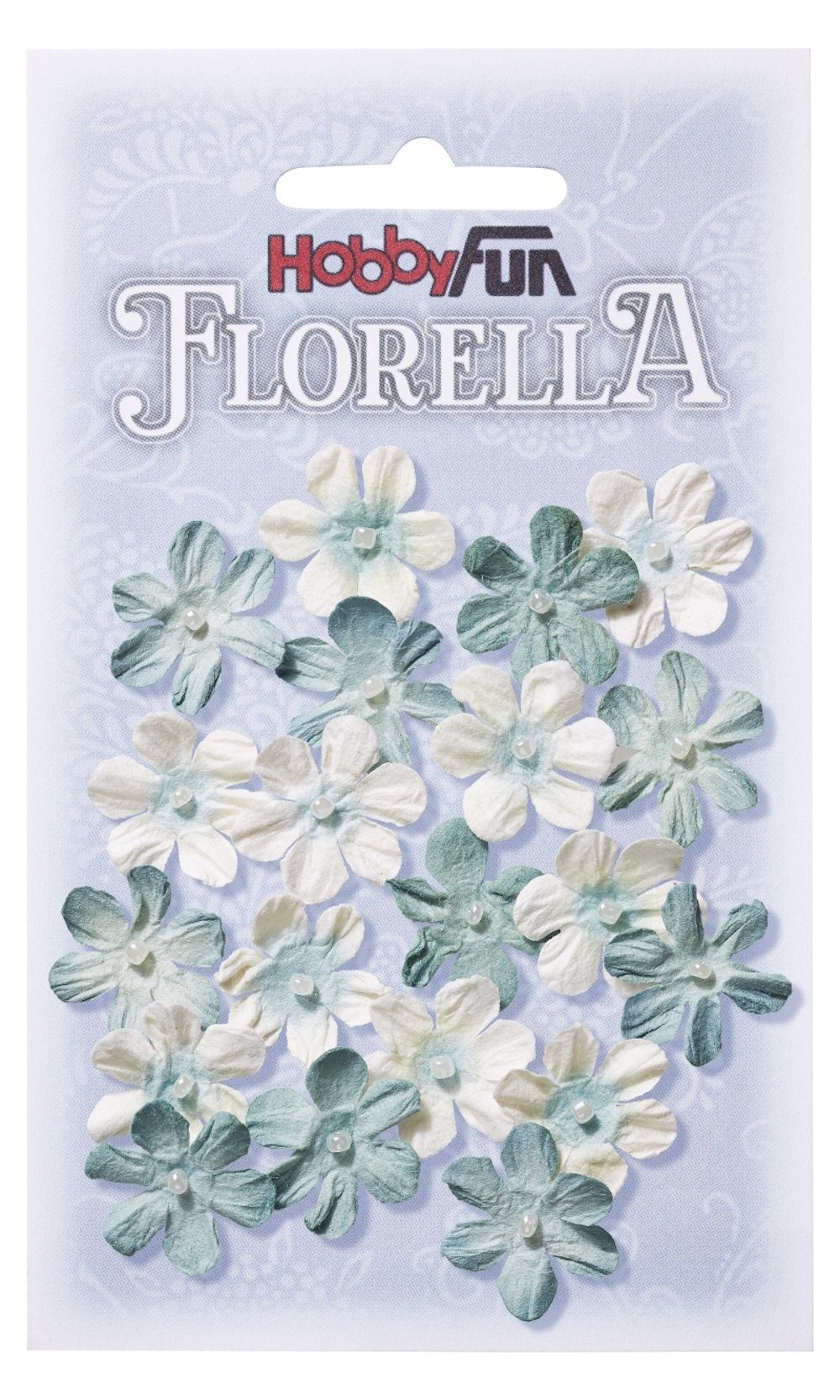 Dekofigur Maulbeer-Papier, HobbyFun FLORELLA-Blüten hellbla aus 2 cm,