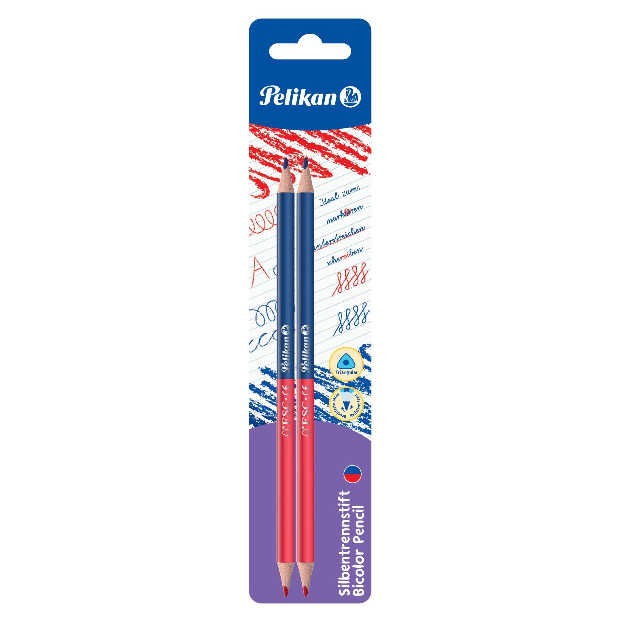 Pelikan Buntstift Pelikan Stift zum Silbentrennen dreieckig rot/blau 2er Set