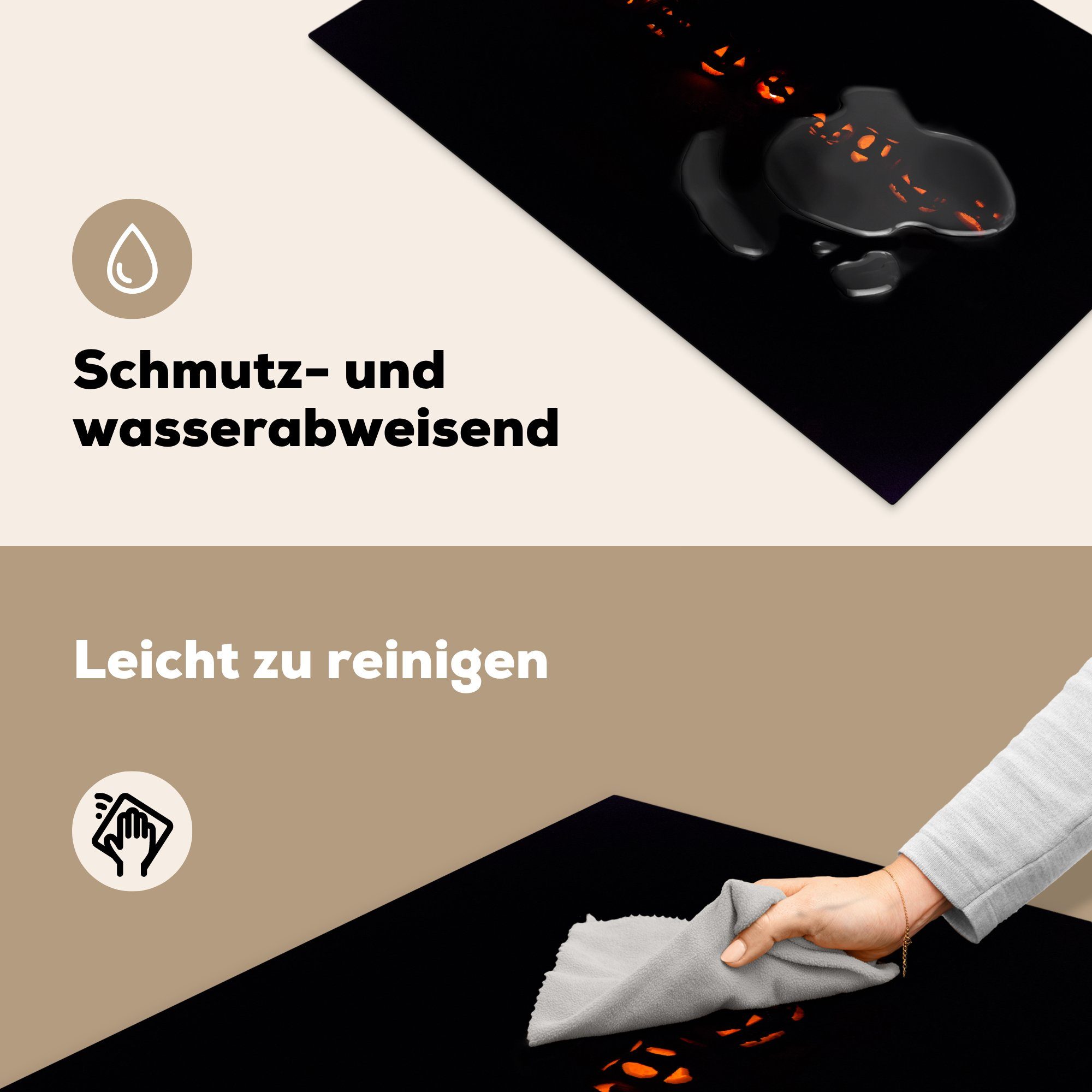 cm, Lampen Mehrere von Ceranfeldabdeckung mit Hintergrund, MuchoWow Kürbissen küche, die (1 tlg), dunklem für Induktionskochfeld Vinyl, Schutz Form 81x52 in Herdblende-/Abdeckplatte