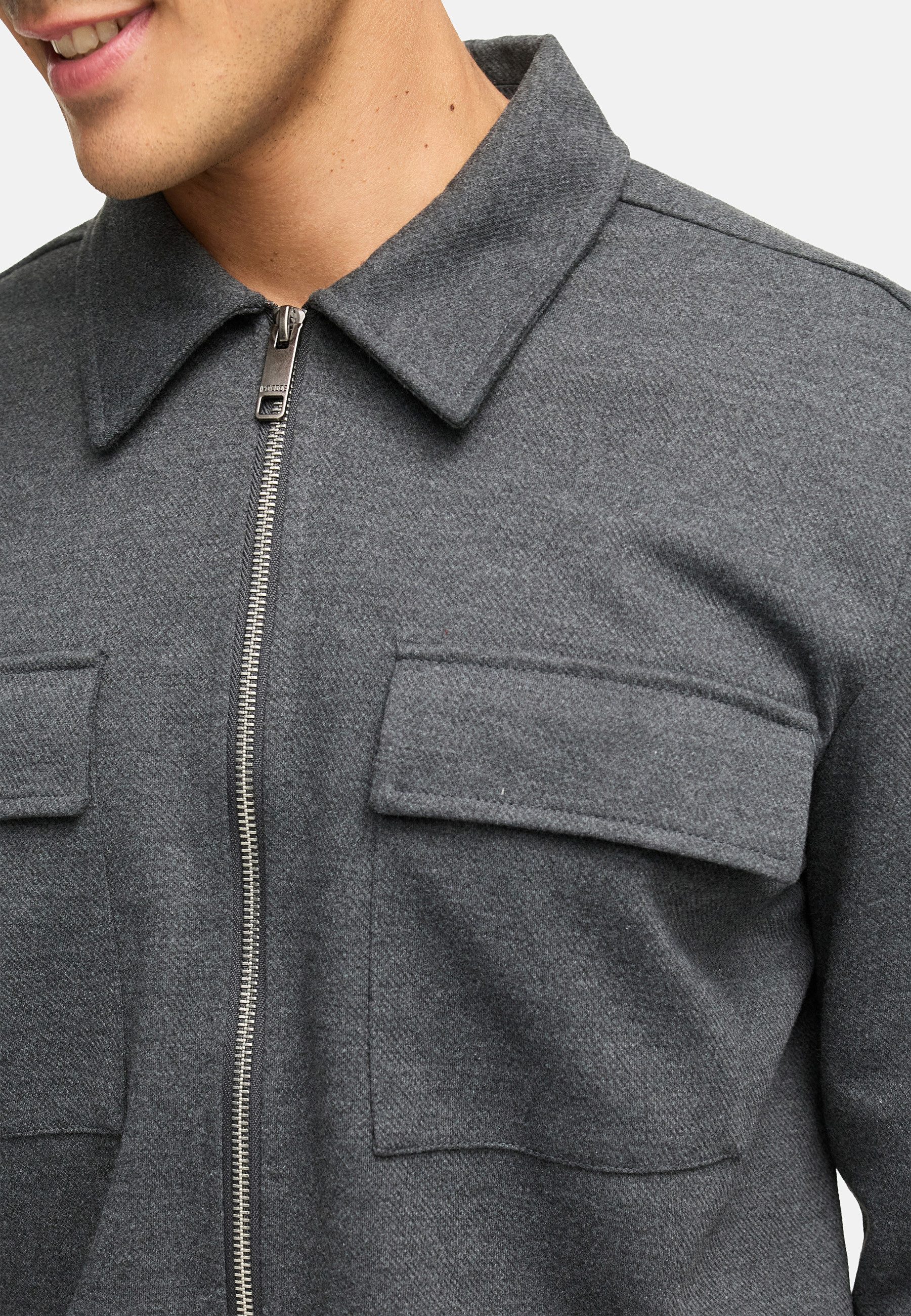 Indicode Langarmhemd Herren INNello Zip Herrenhemd Langarm Lässiges Hemd mit Reißverschluss und Brusttaschen