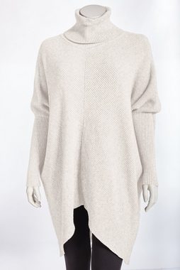 PEKIVESSA Longpullover Oversized langer Rollkragenpullover Damen Fledermausärmel (1-tlg) hinten länger