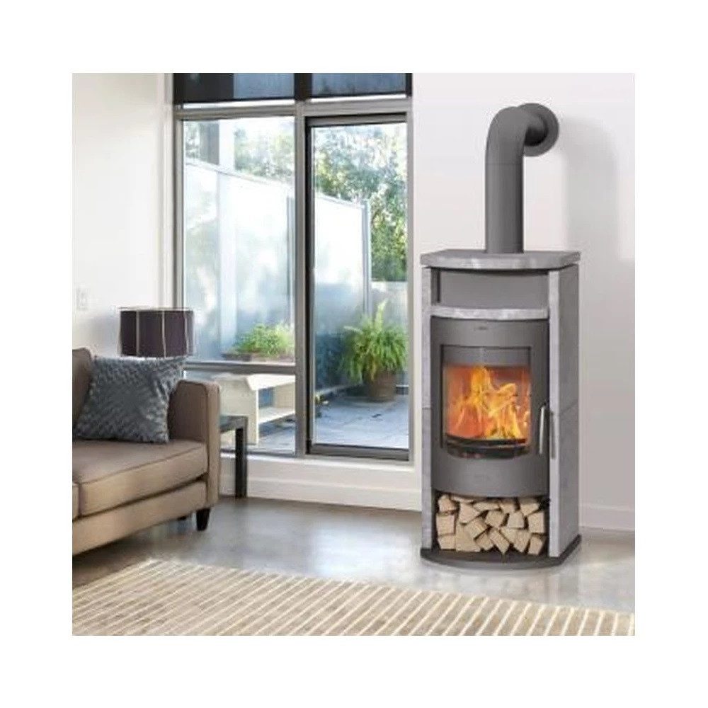 Fireplace Kaminofen Fireplace Barcelona Kaminofen Stahl Schwarz Speckstein K3040, 8 kW